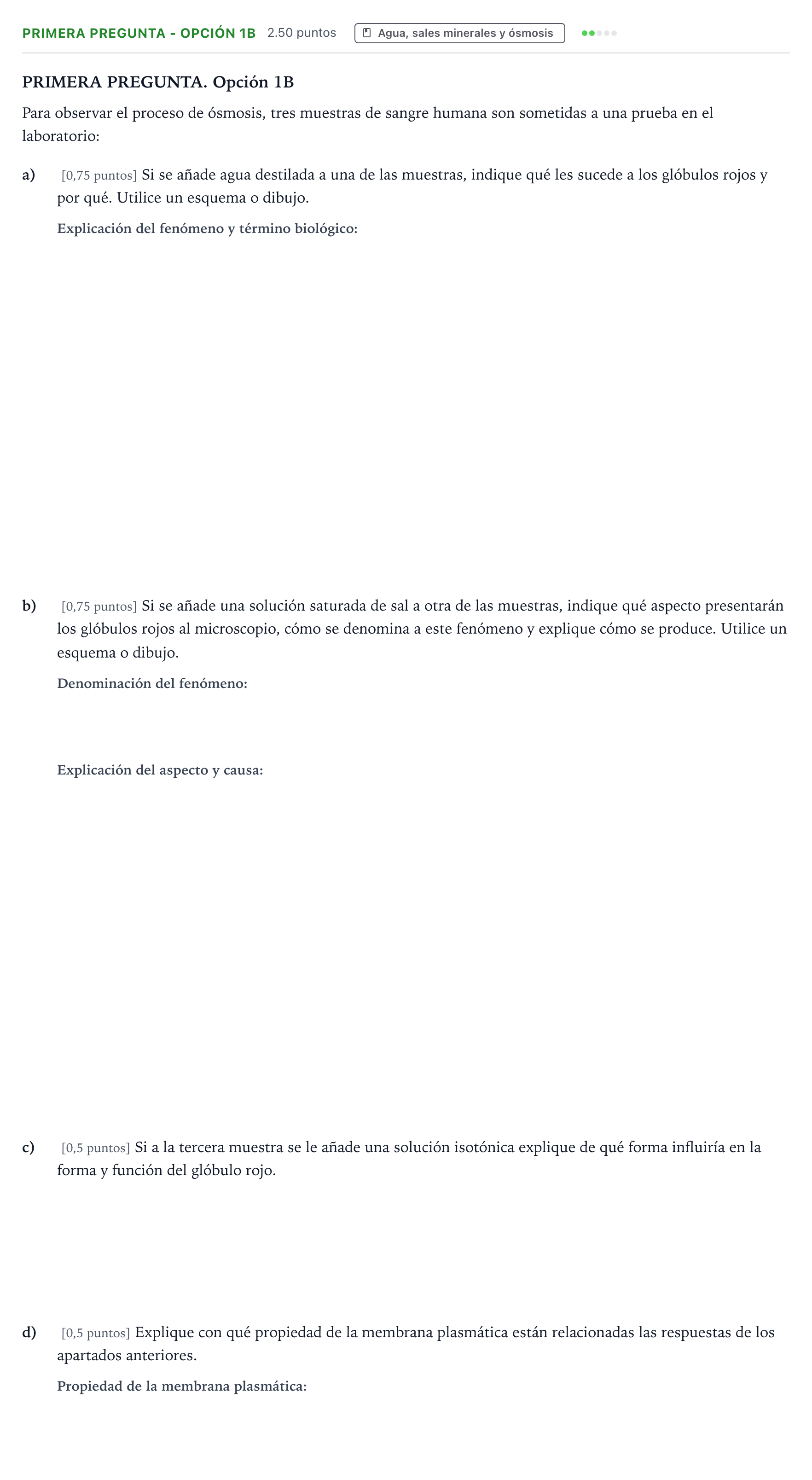 Enunciado: Ejercicio Primera Pregunta - Opción 1B · Biología PAU País Vasco Ordinaria 2022