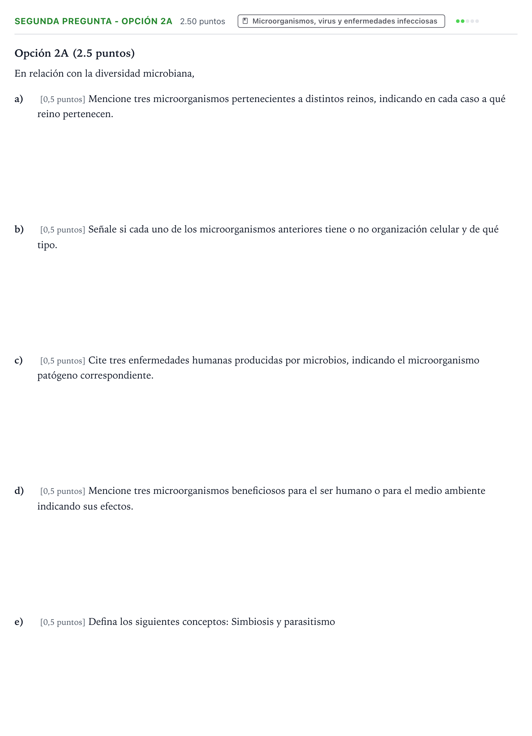 Enunciado: Ejercicio Segunda Pregunta - Opción 2A · Biología PAU País Vasco Ordinaria 2022