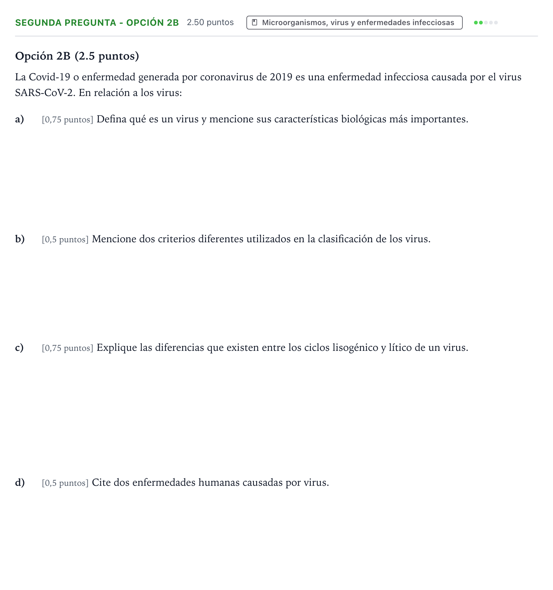 Enunciado: Ejercicio Segunda Pregunta - Opción 2B · Biología PAU País Vasco Ordinaria 2022