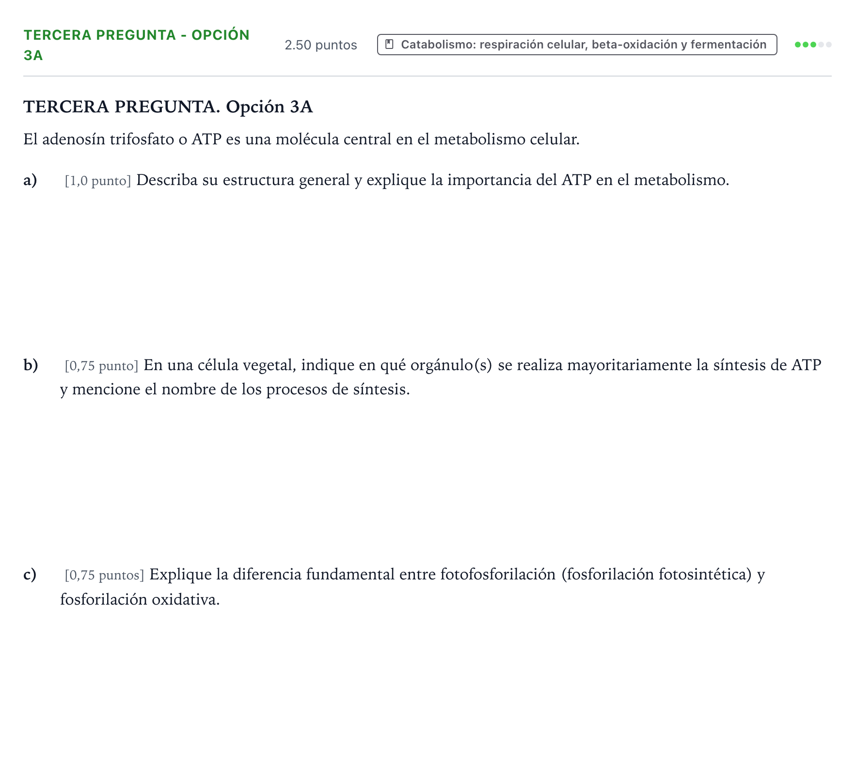 Enunciado: Ejercicio Tercera Pregunta - Opción 3A · Biología PAU País Vasco Ordinaria 2022