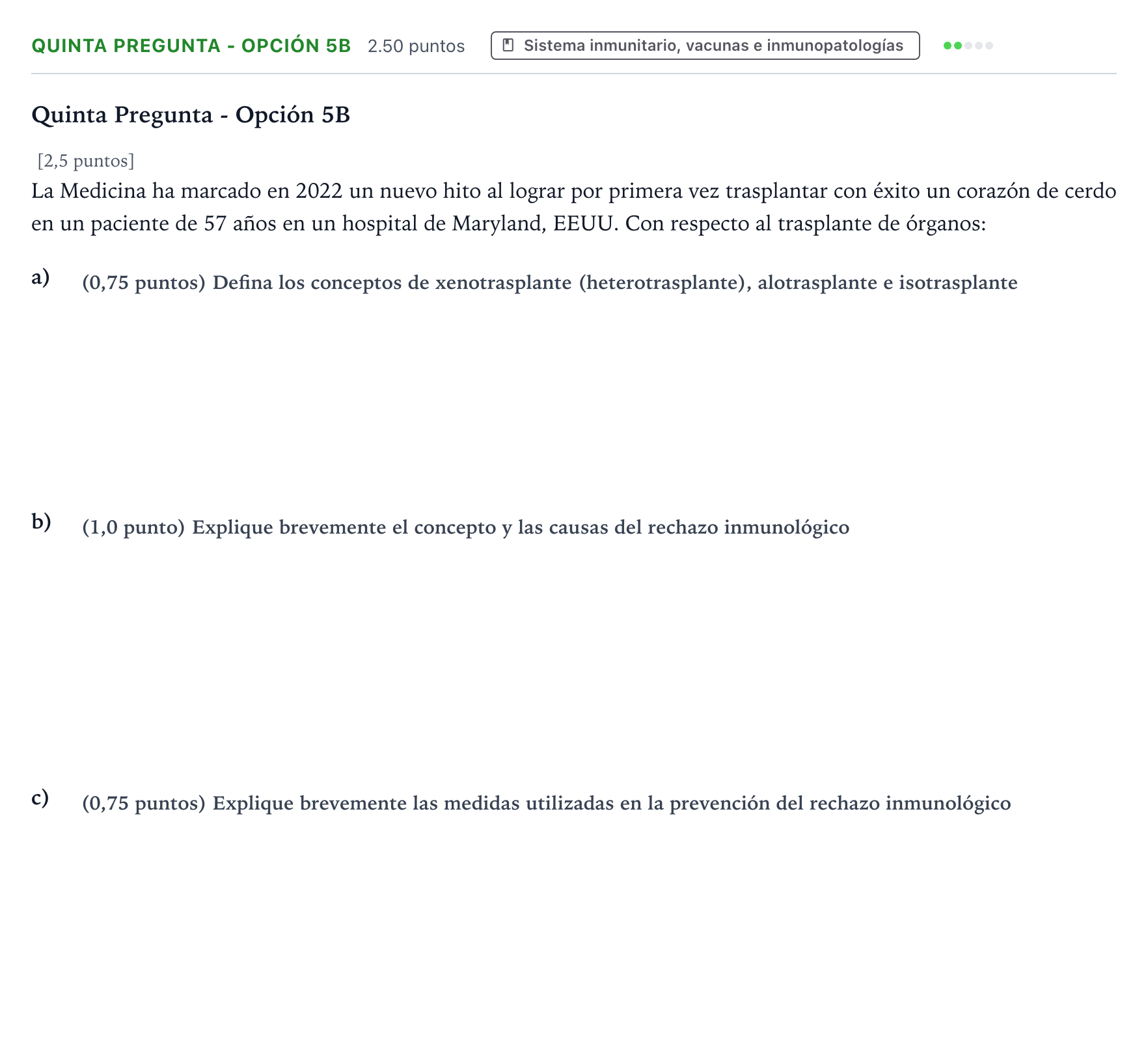 Enunciado: Ejercicio Quinta Pregunta - Opción 5B · Biología PAU País Vasco Ordinaria 2022
