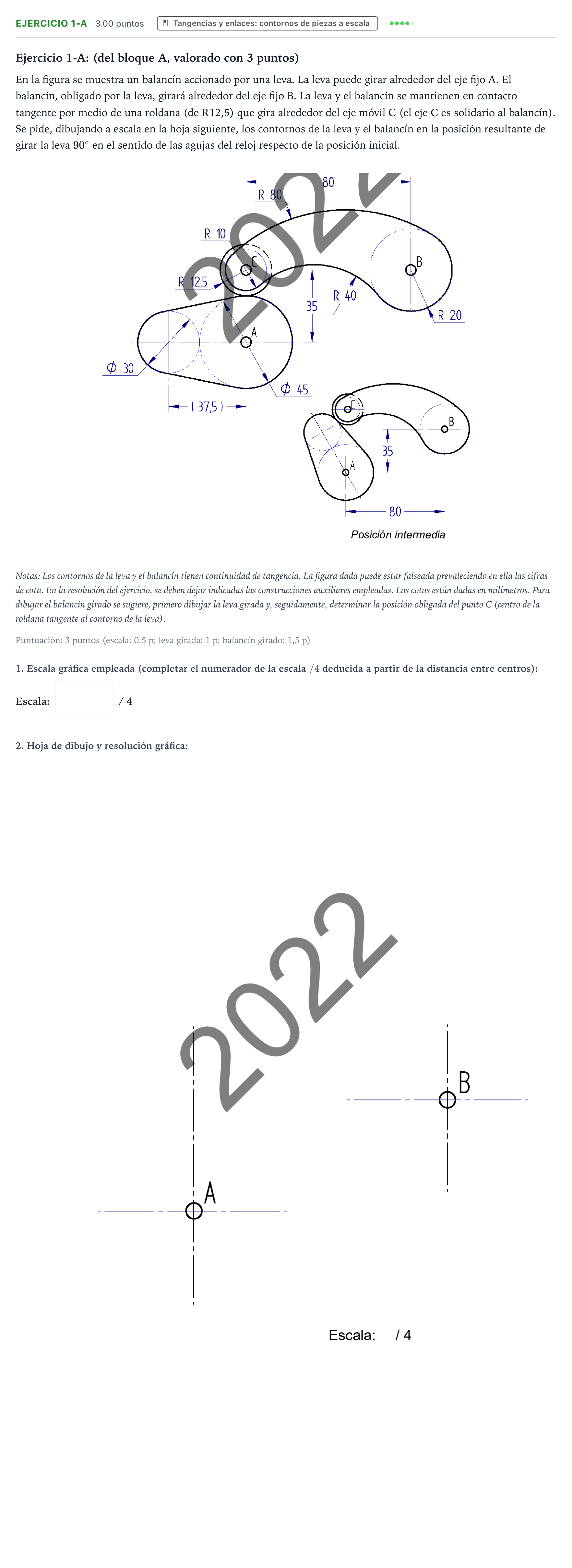 Enunciado: Ejercicio 1-A · Dibujo técnico II PAU País Vasco Extraordinaria 2022