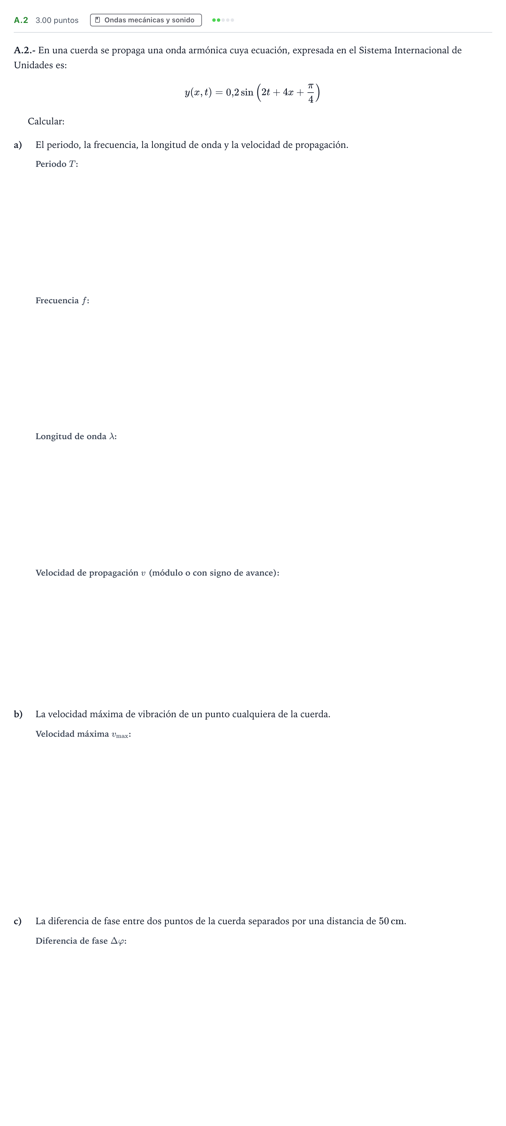 Enunciado: Ejercicio A.2 · Física PAU País Vasco Extraordinaria 2022