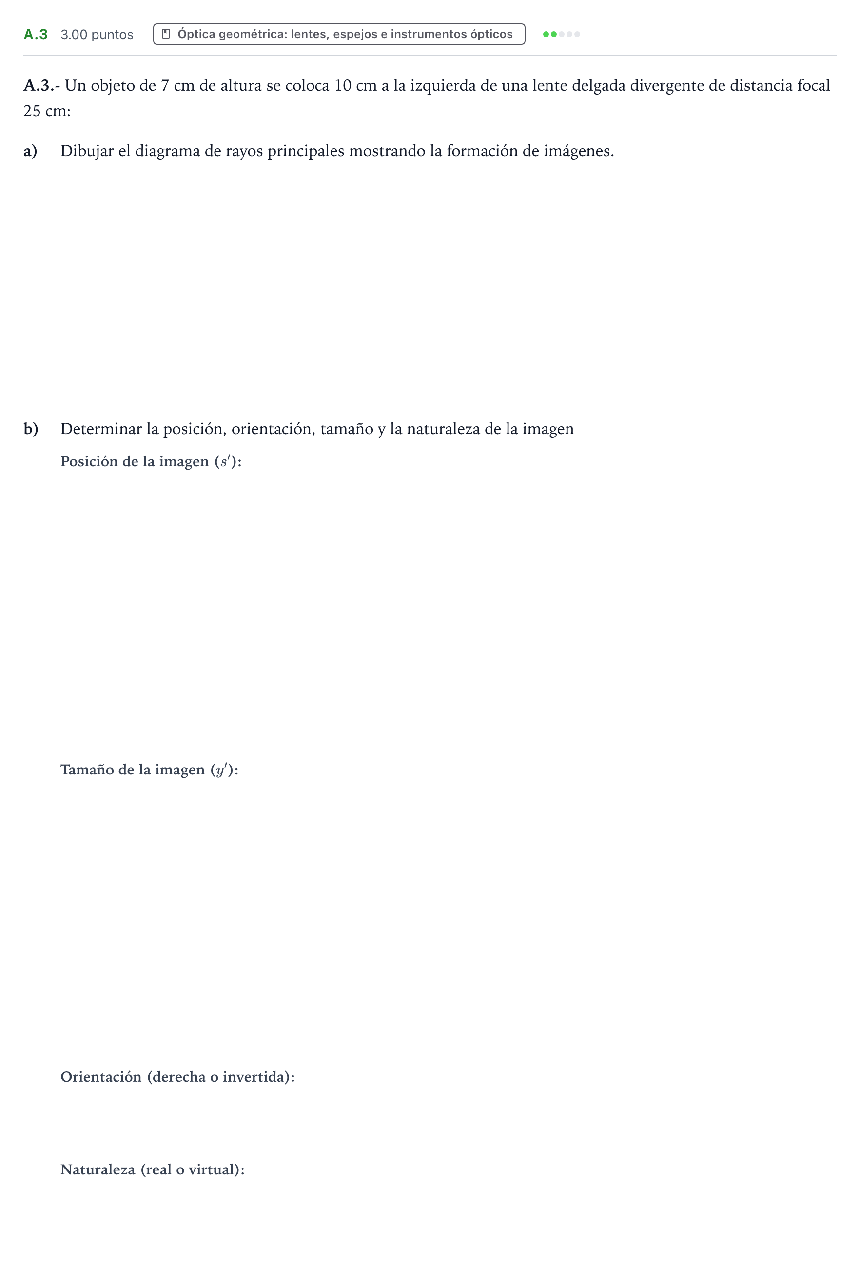 Enunciado: Ejercicio A.3 · Física PAU País Vasco Extraordinaria 2022