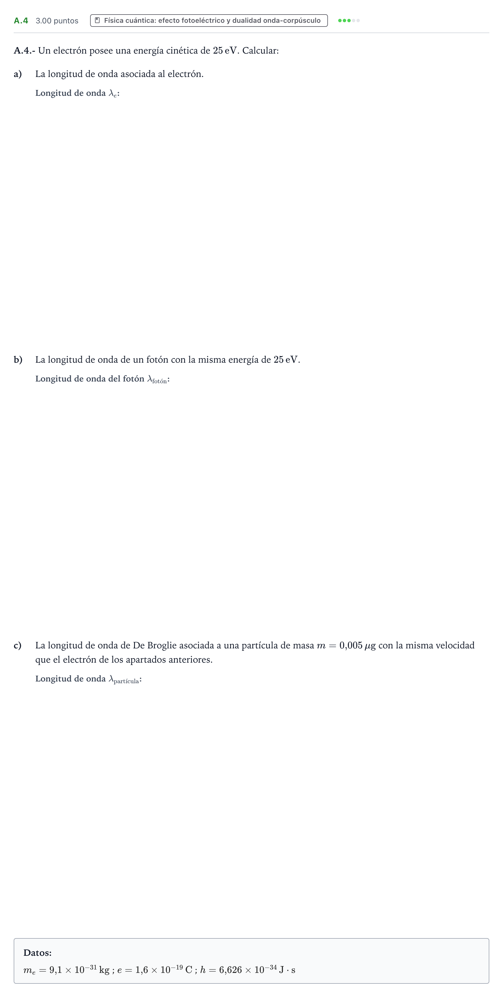 Enunciado: Ejercicio A.4 · Física PAU País Vasco Extraordinaria 2022
