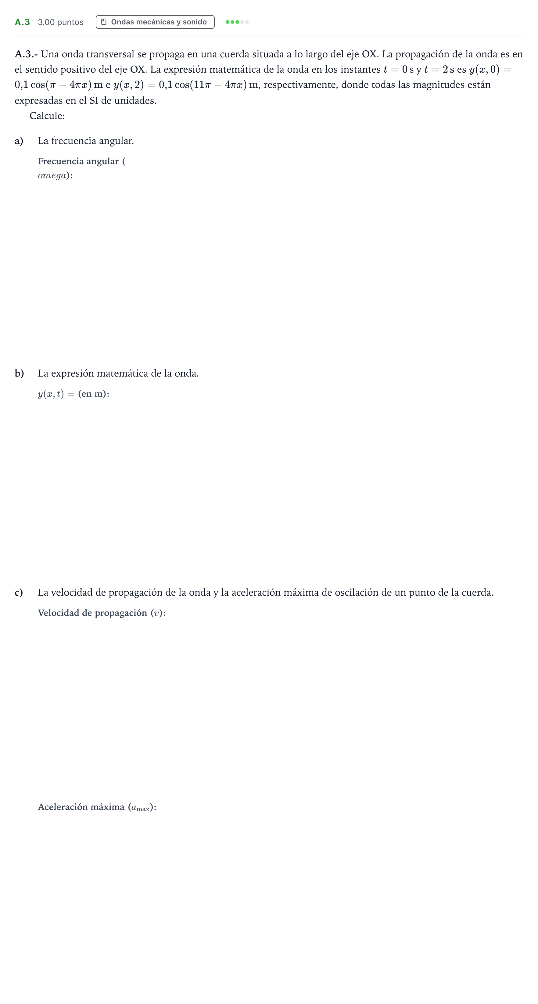 Enunciado: Ejercicio A.3 · Física PAU País Vasco Ordinaria 2022