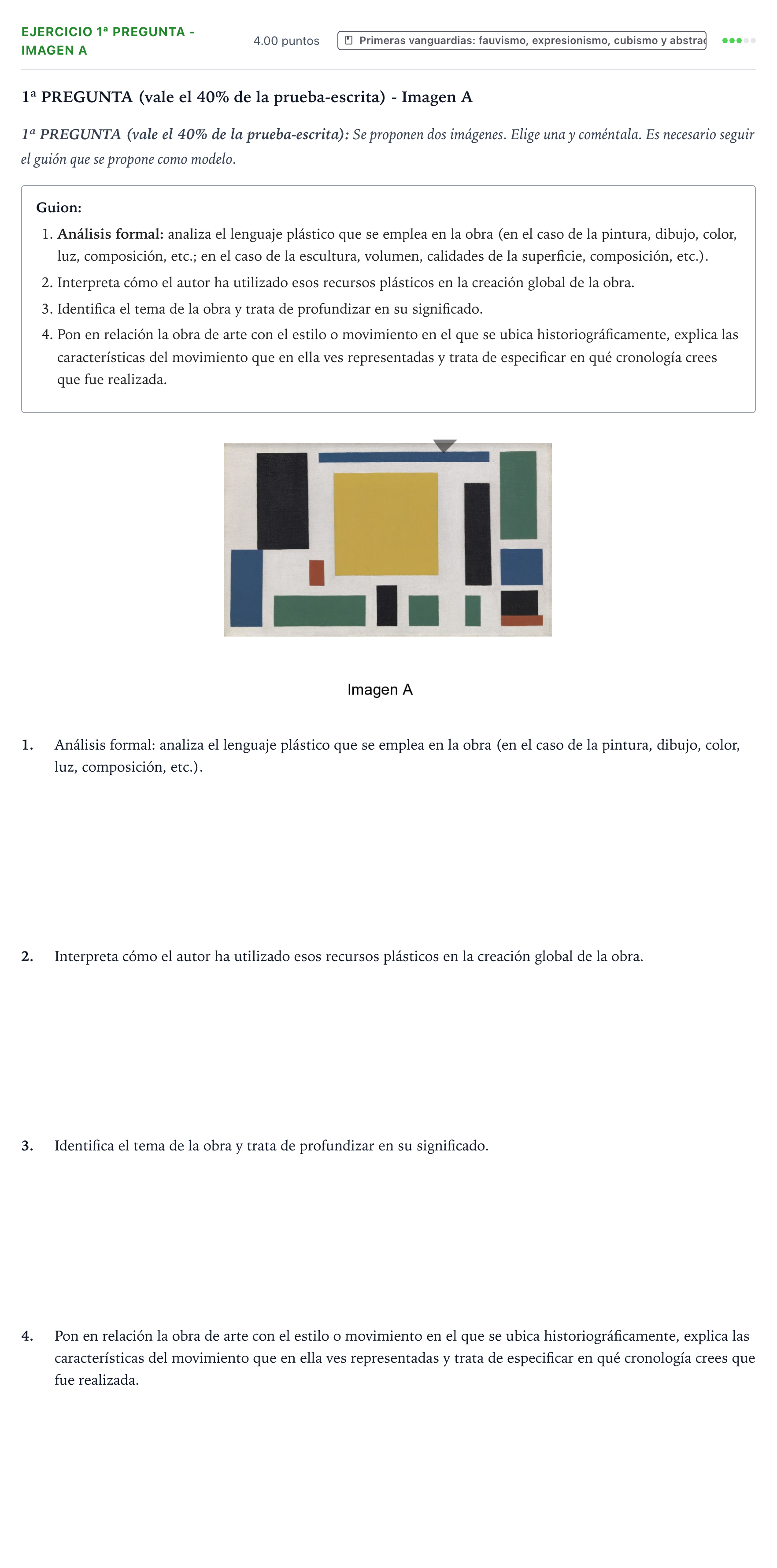 Enunciado: Ejercicio 1ª Pregunta - Imagen A · Fundamentos Artísticos PAU País Vasco Ordinaria 2022