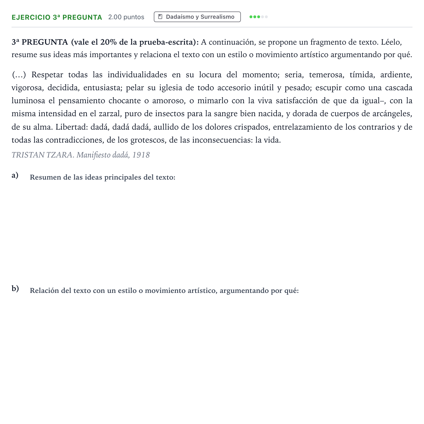 Enunciado: Ejercicio 3ª Pregunta · Fundamentos Artísticos PAU País Vasco Ordinaria 2022