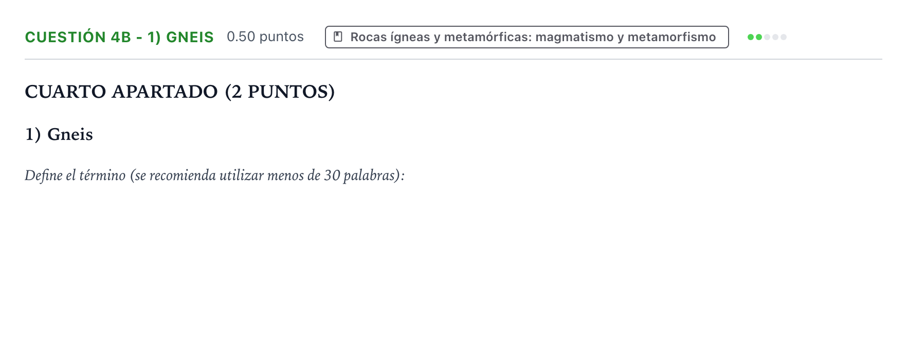 Enunciado: Cuestión 4b - 1) Gneis · Geología y Ciencias Ambientales PAU País Vasco Extraordinaria 2022