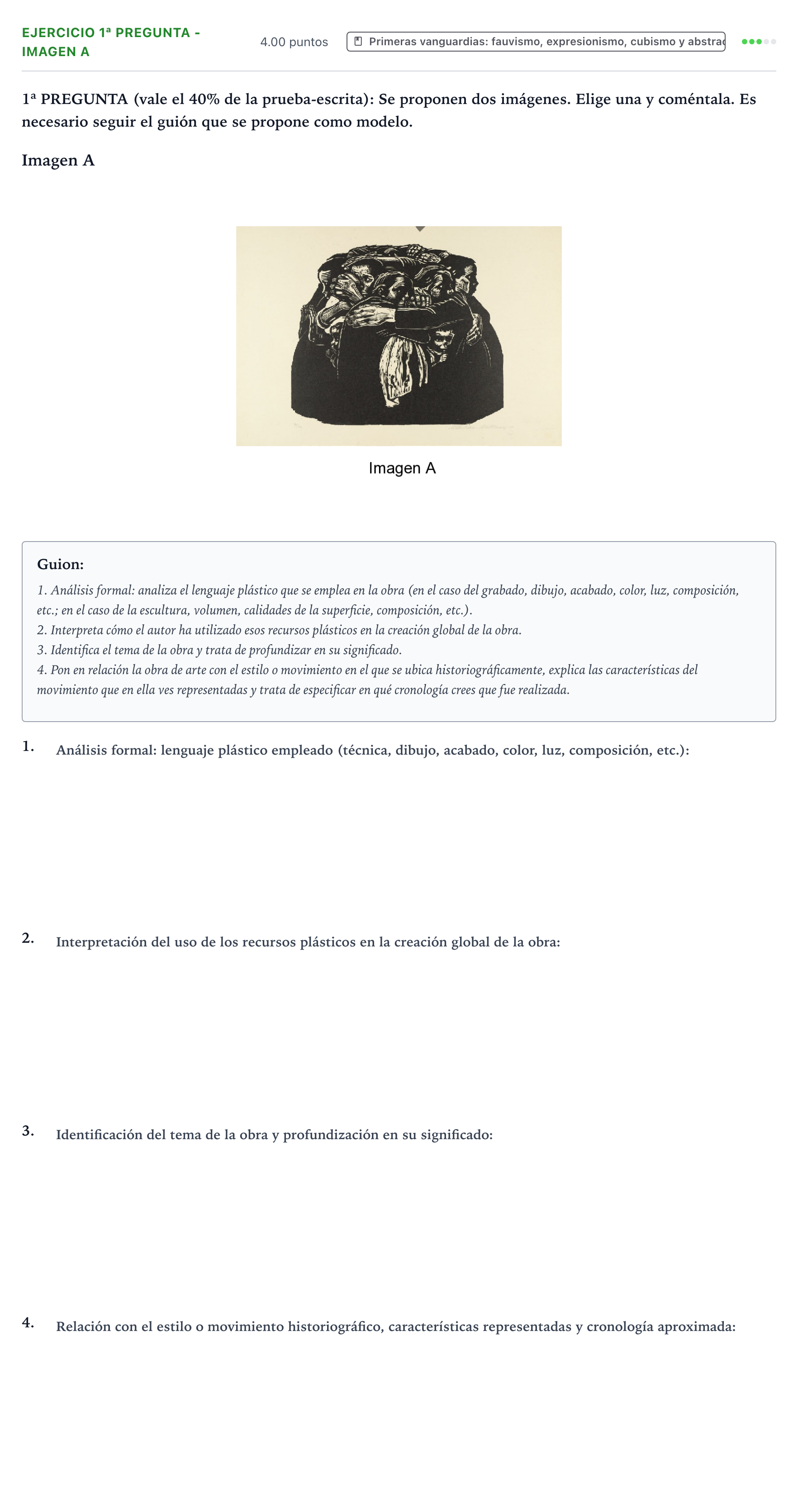 Enunciado: Ejercicio 1ª Pregunta - Imagen A · Fundamentos Artísticos PAU País Vasco Extraordinaria 2022