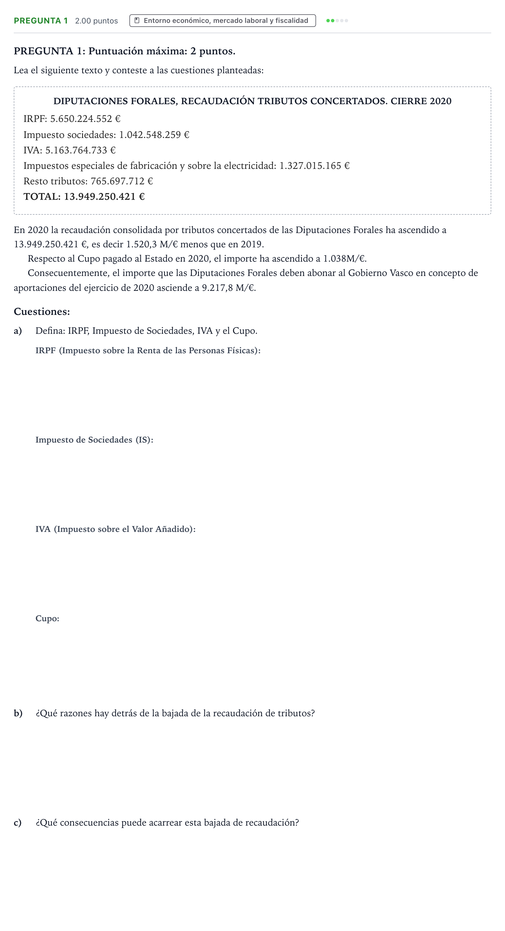 Enunciado: Pregunta 1 · Empresa y Diseño de Modelos de Negocio PAU País Vasco Extraordinaria 2022