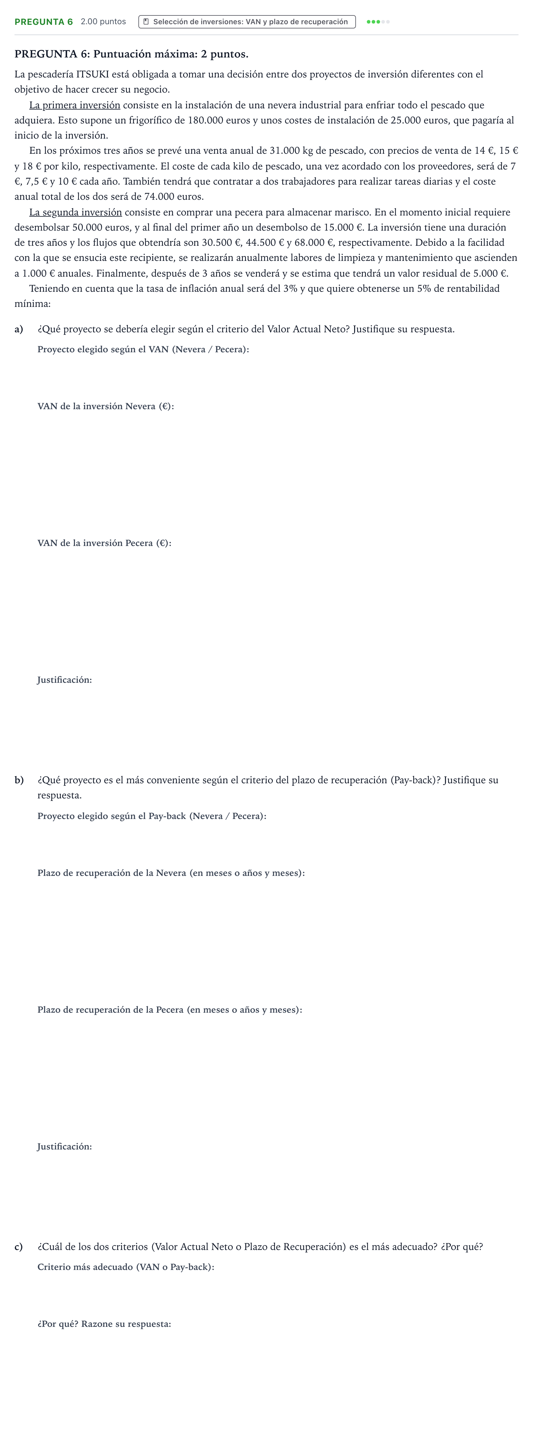 Enunciado: Pregunta 6 · Empresa y Diseño de Modelos de Negocio PAU País Vasco Extraordinaria 2022