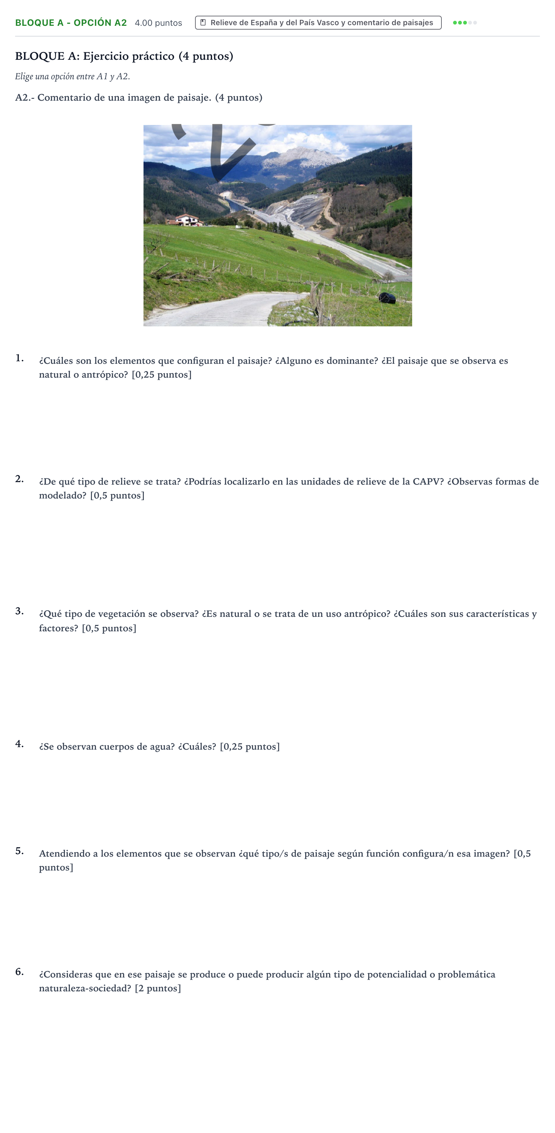 Enunciado: Bloque A - Opción A2 · Geografía PAU País Vasco Extraordinaria 2022