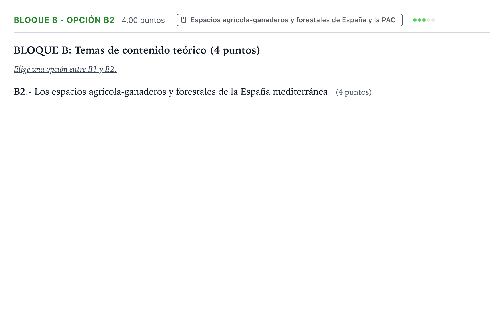 Enunciado: Bloque B - Opción B2 · Geografía PAU País Vasco Extraordinaria 2022