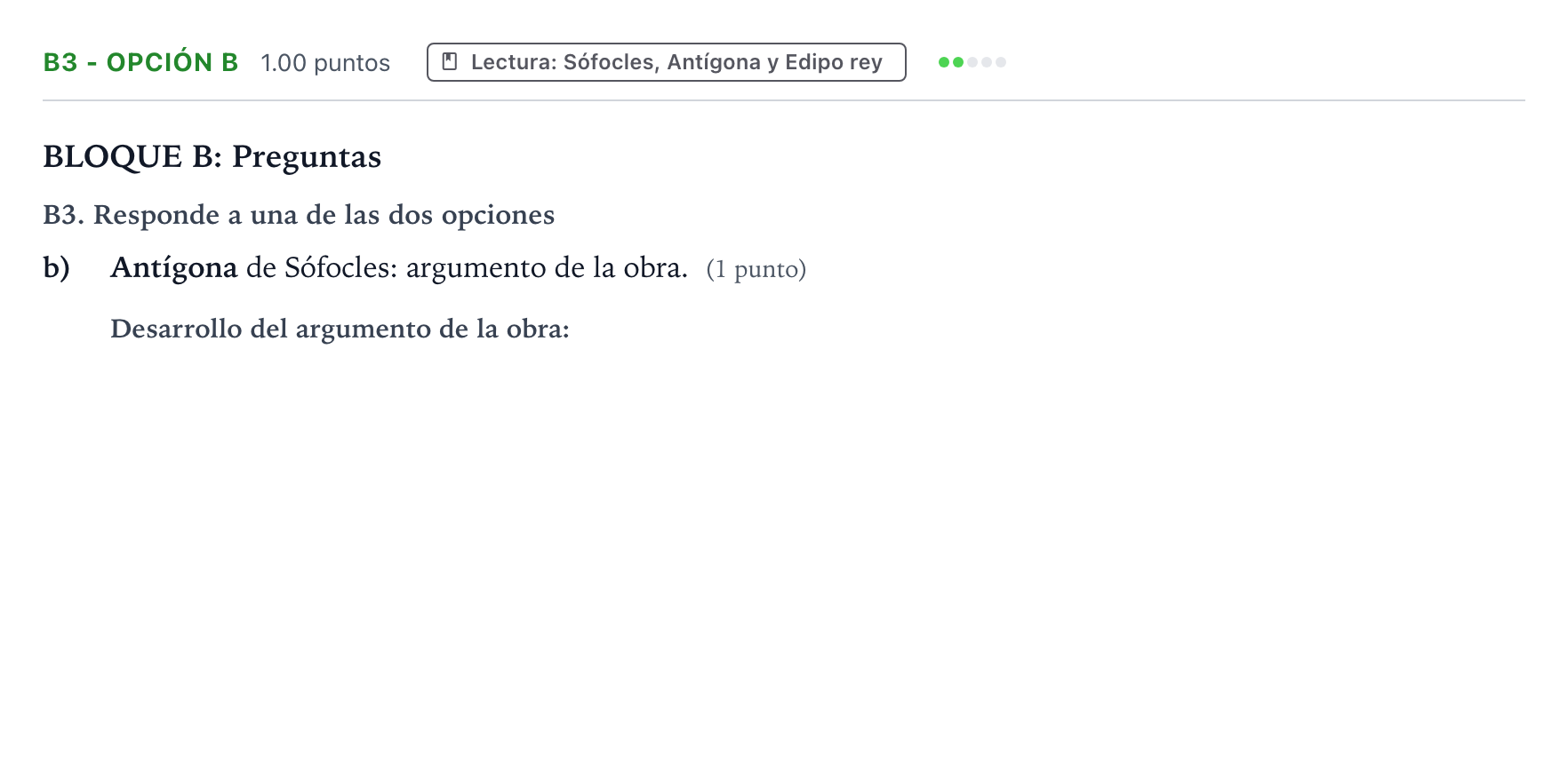 Enunciado: Ejercicio B3 - Opción b · Griego II PAU País Vasco Extraordinaria 2022