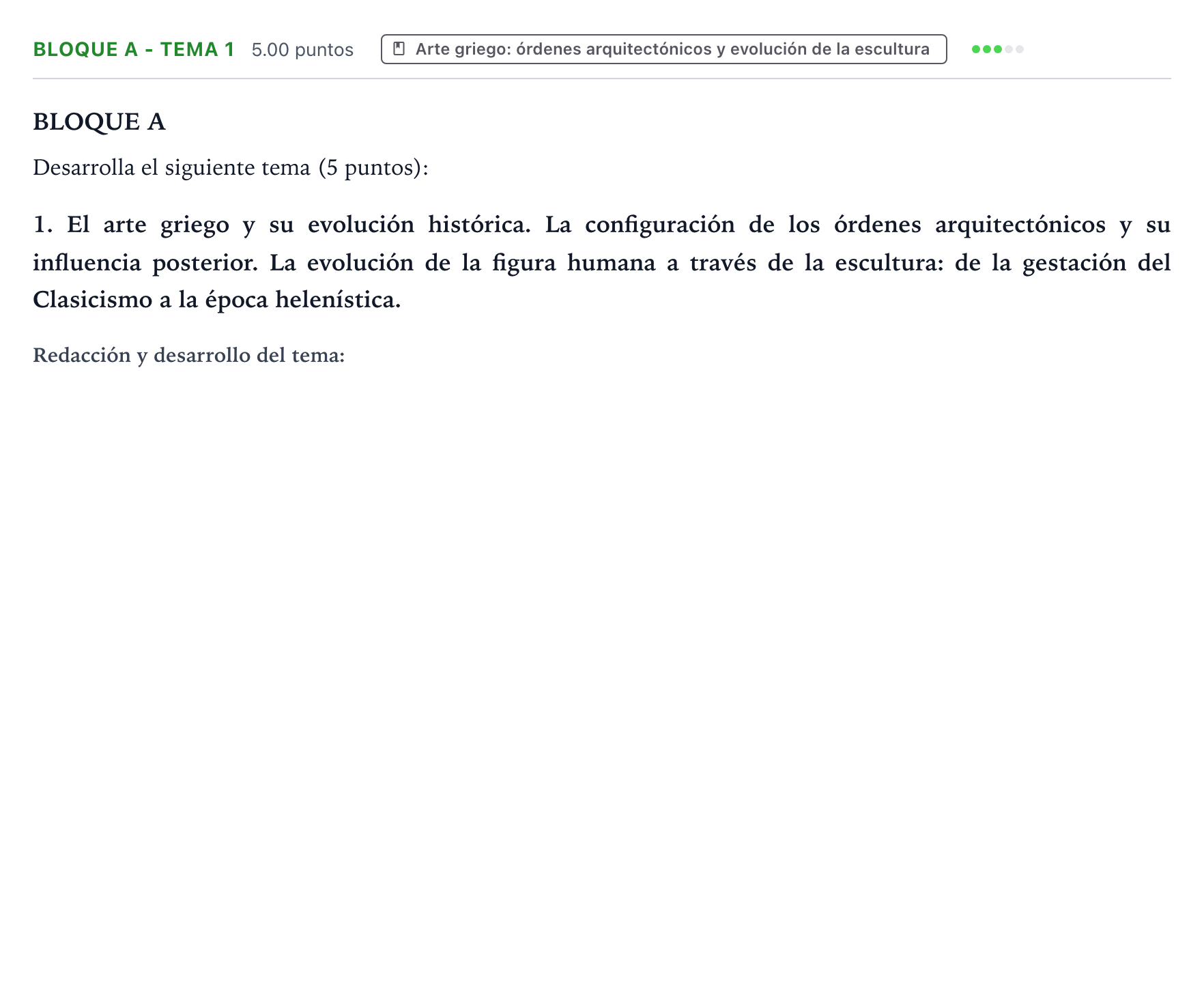 Enunciado: Bloque A - Tema 1 · Historia del Arte PAU País Vasco Extraordinaria 2022