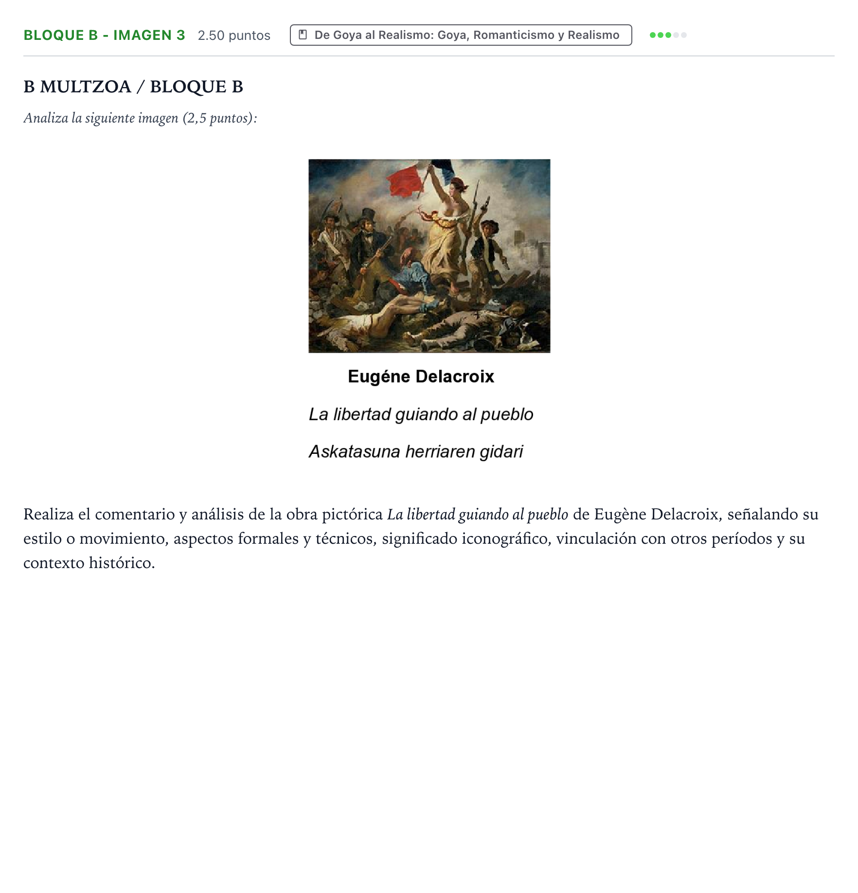 Enunciado: Bloque B - Imagen 3 · Historia del Arte PAU País Vasco Extraordinaria 2022