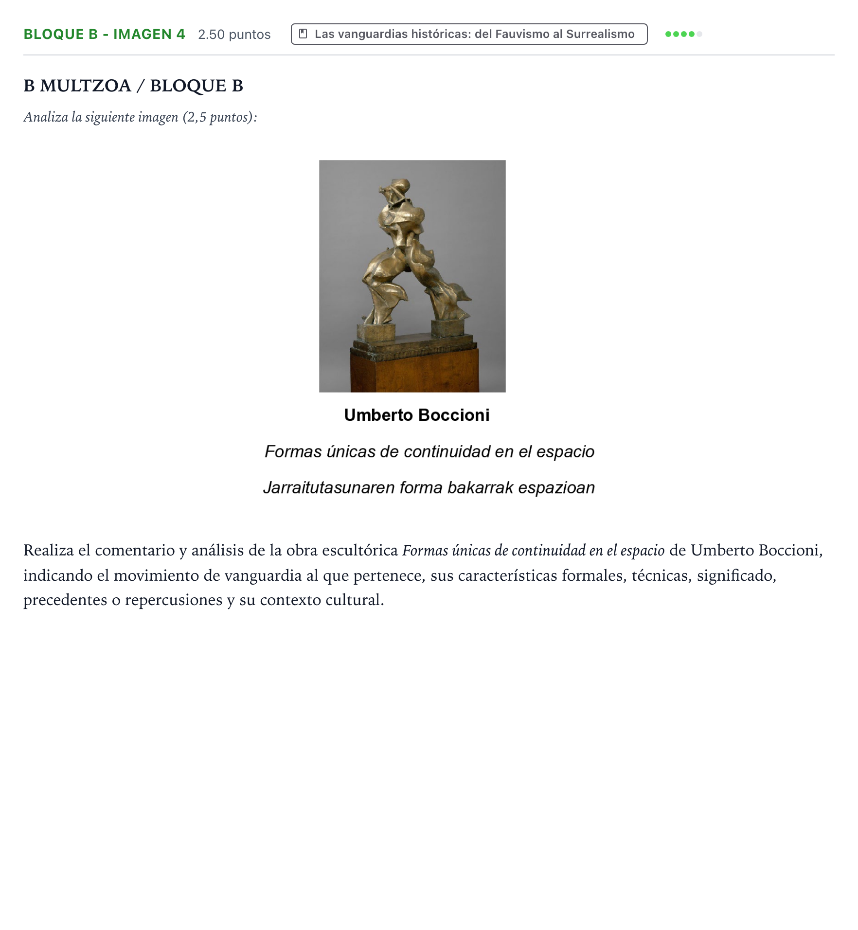 Enunciado: Bloque B - Imagen 4 · Historia del Arte PAU País Vasco Extraordinaria 2022