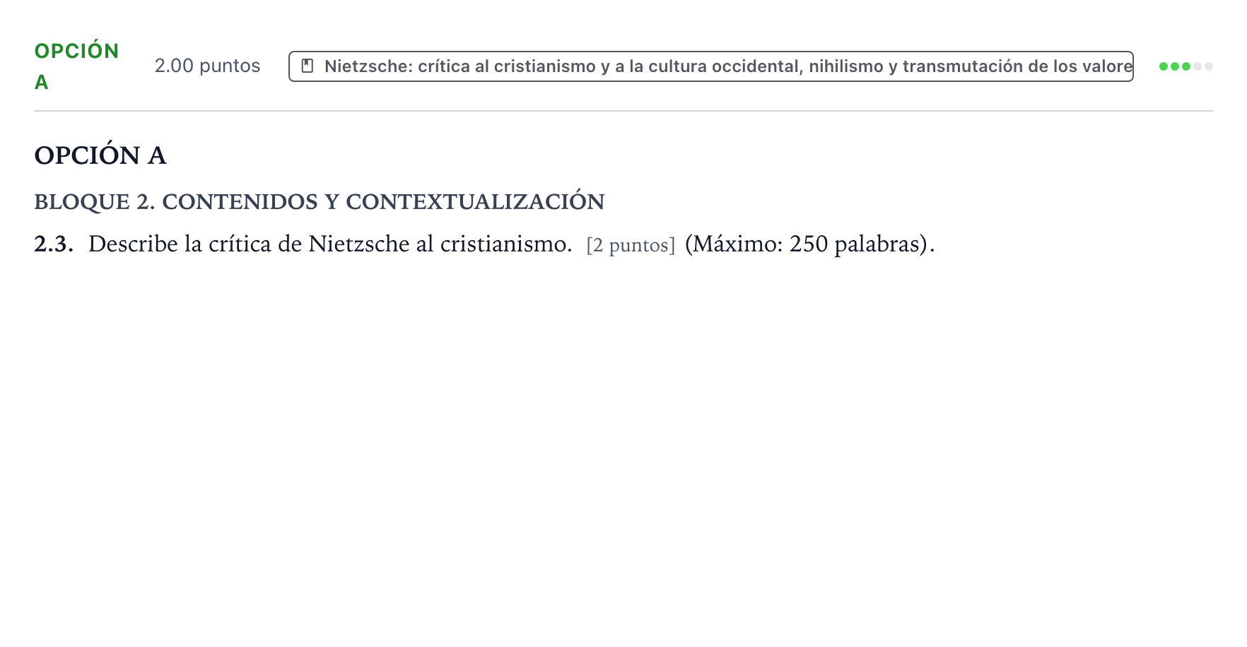 Enunciado: Opción A - Nietzsche · Historia de la Filosofía PAU País Vasco Extraordinaria 2022