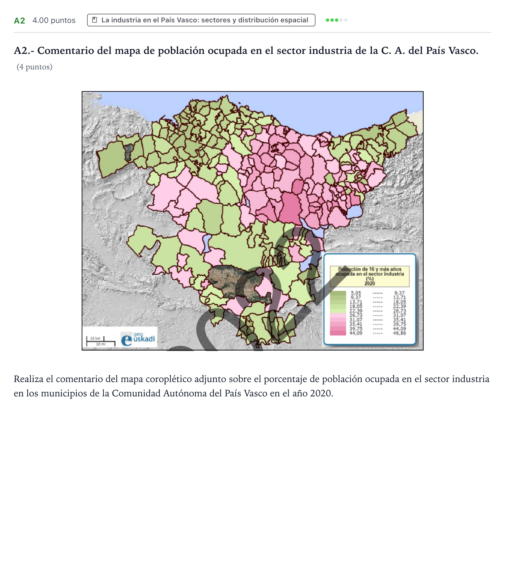 Enunciado: Ejercicio A2 · Geografía PAU País Vasco Ordinaria 2022