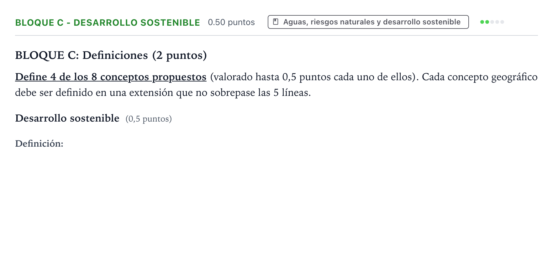 Enunciado: Bloque C - Desarrollo sostenible · Geografía PAU País Vasco Ordinaria 2022