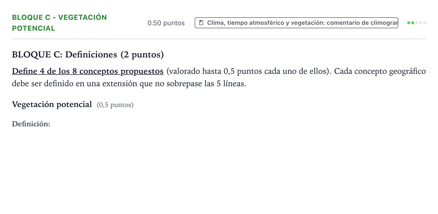 Enunciado: Bloque C - Vegetación potencial · Geografía PAU País Vasco Ordinaria 2022