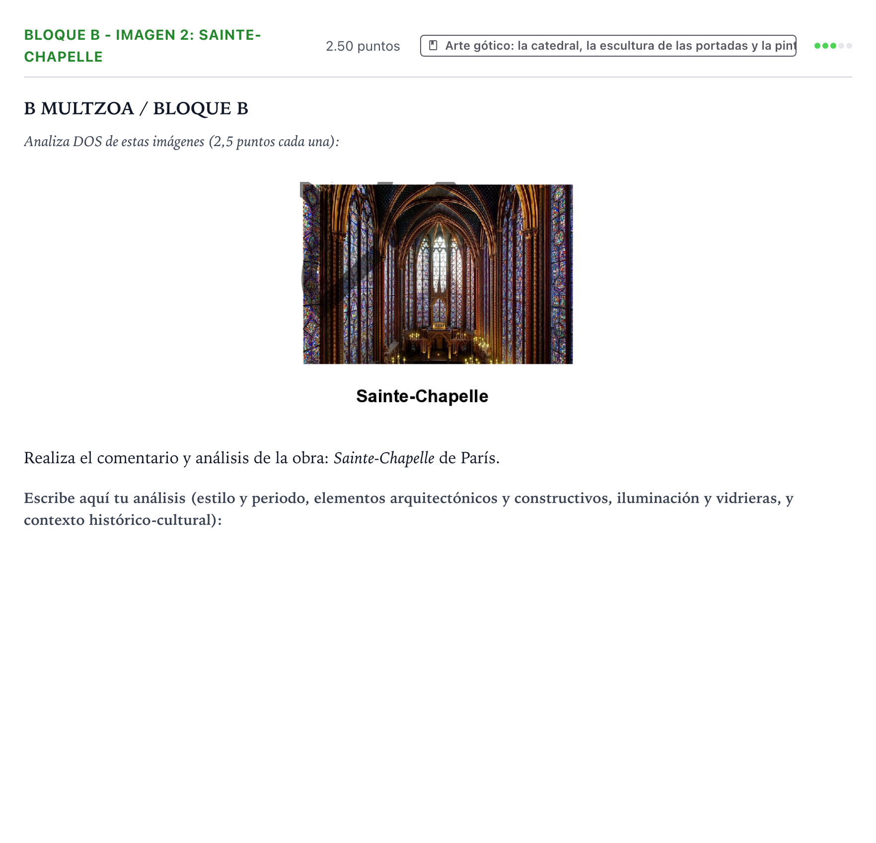 Enunciado: Bloque B - Imagen 2: Sainte-Chapelle · Historia del Arte PAU País Vasco Ordinaria 2022