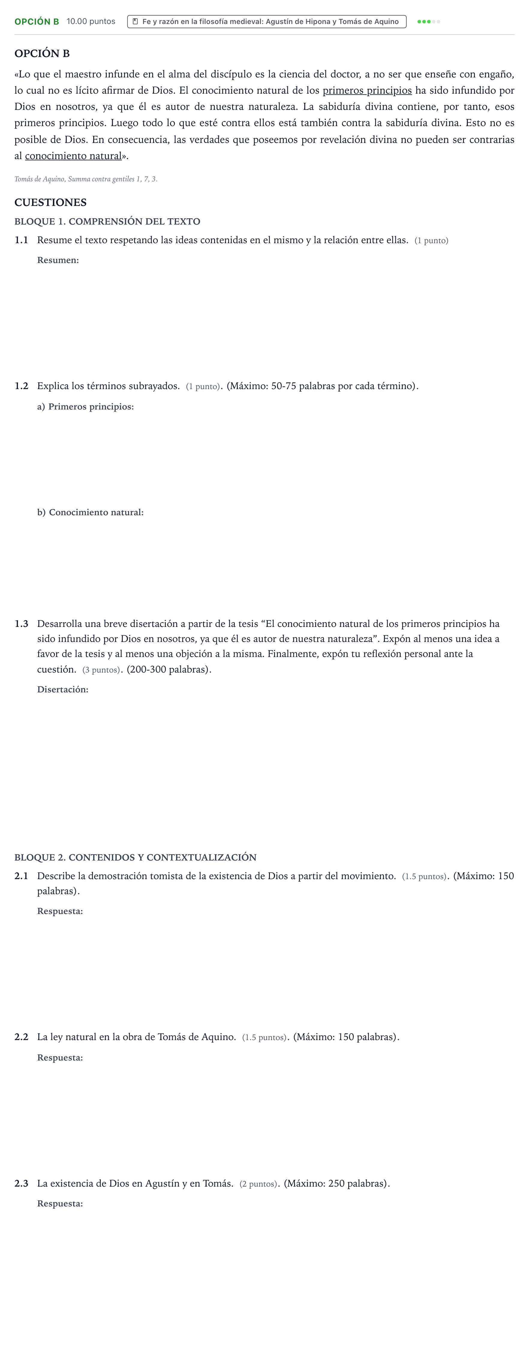 Enunciado: Opción B · Historia de la Filosofía PAU País Vasco Ordinaria 2022