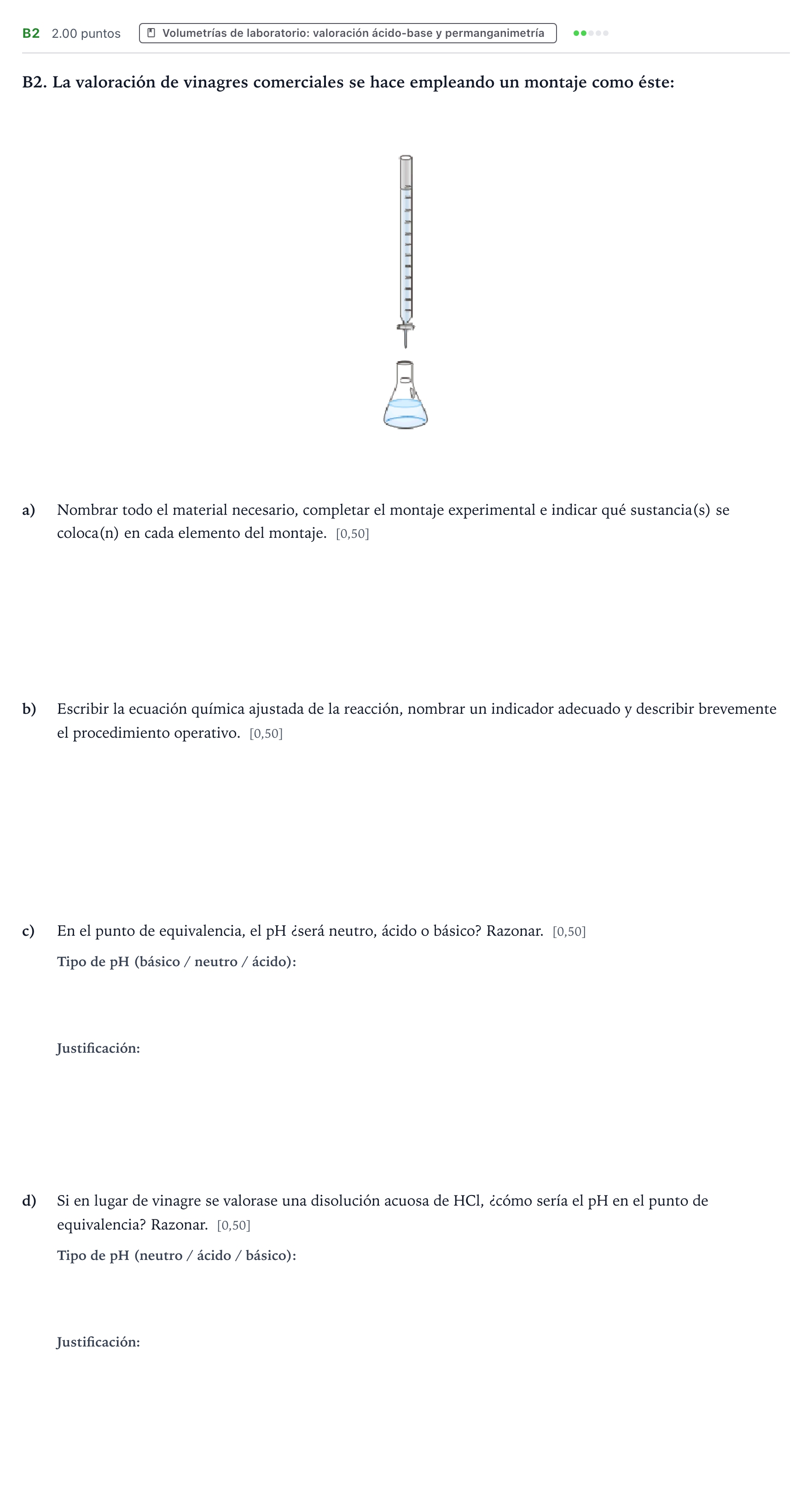 Enunciado: Ejercicio B2 · Química PAU País Vasco Ordinaria 2022