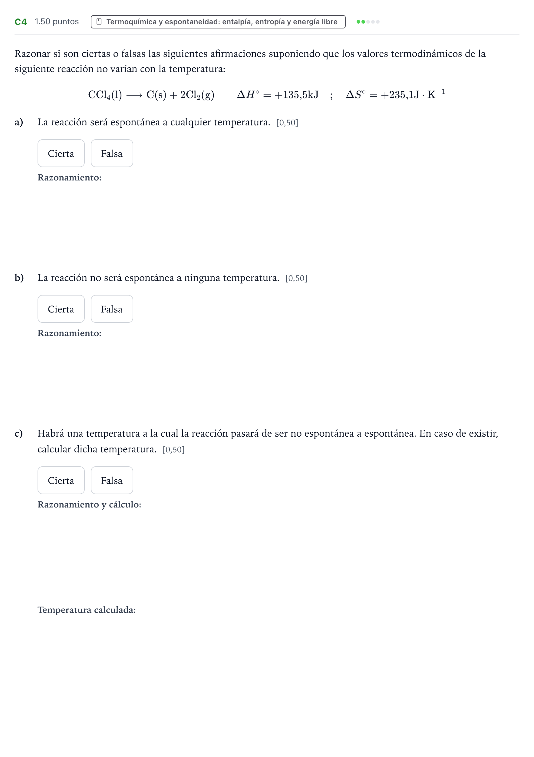 Enunciado: Ejercicio C4 · Química PAU País Vasco Ordinaria 2022