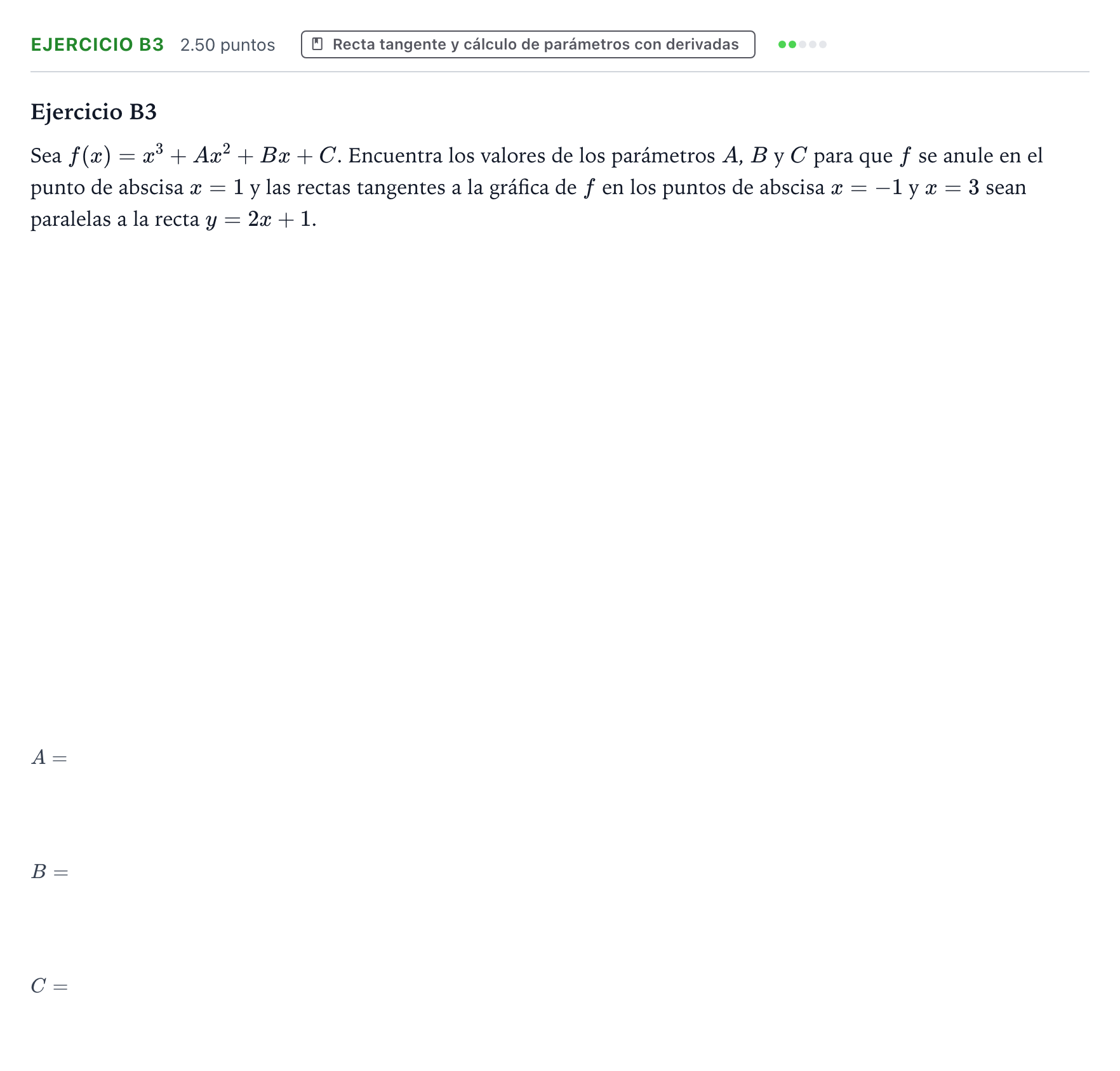 Enunciado: Ejercicio B3 · Matemáticas II PAU País Vasco Ordinaria 2022