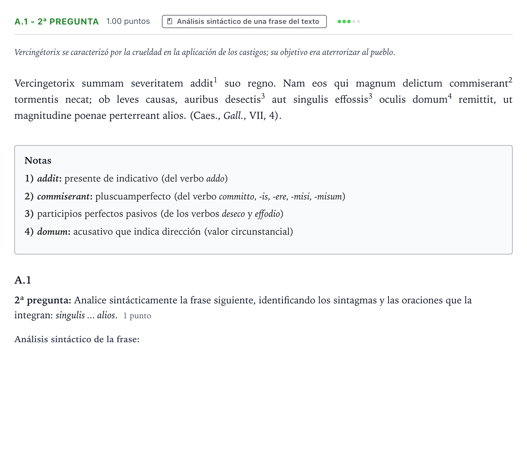 Enunciado: Ejercicio A.1 - 2ª pregunta · Latín II PAU País Vasco Extraordinaria 2022