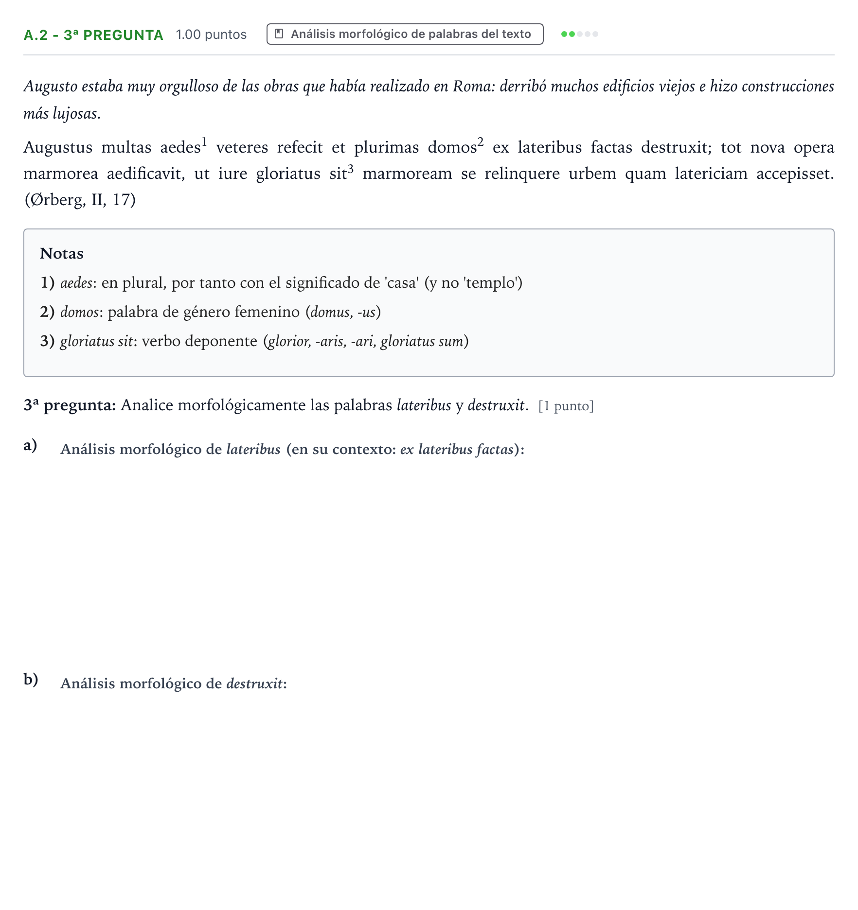Enunciado: Ejercicio A.2 - 3ª pregunta · Latín II PAU País Vasco Extraordinaria 2022