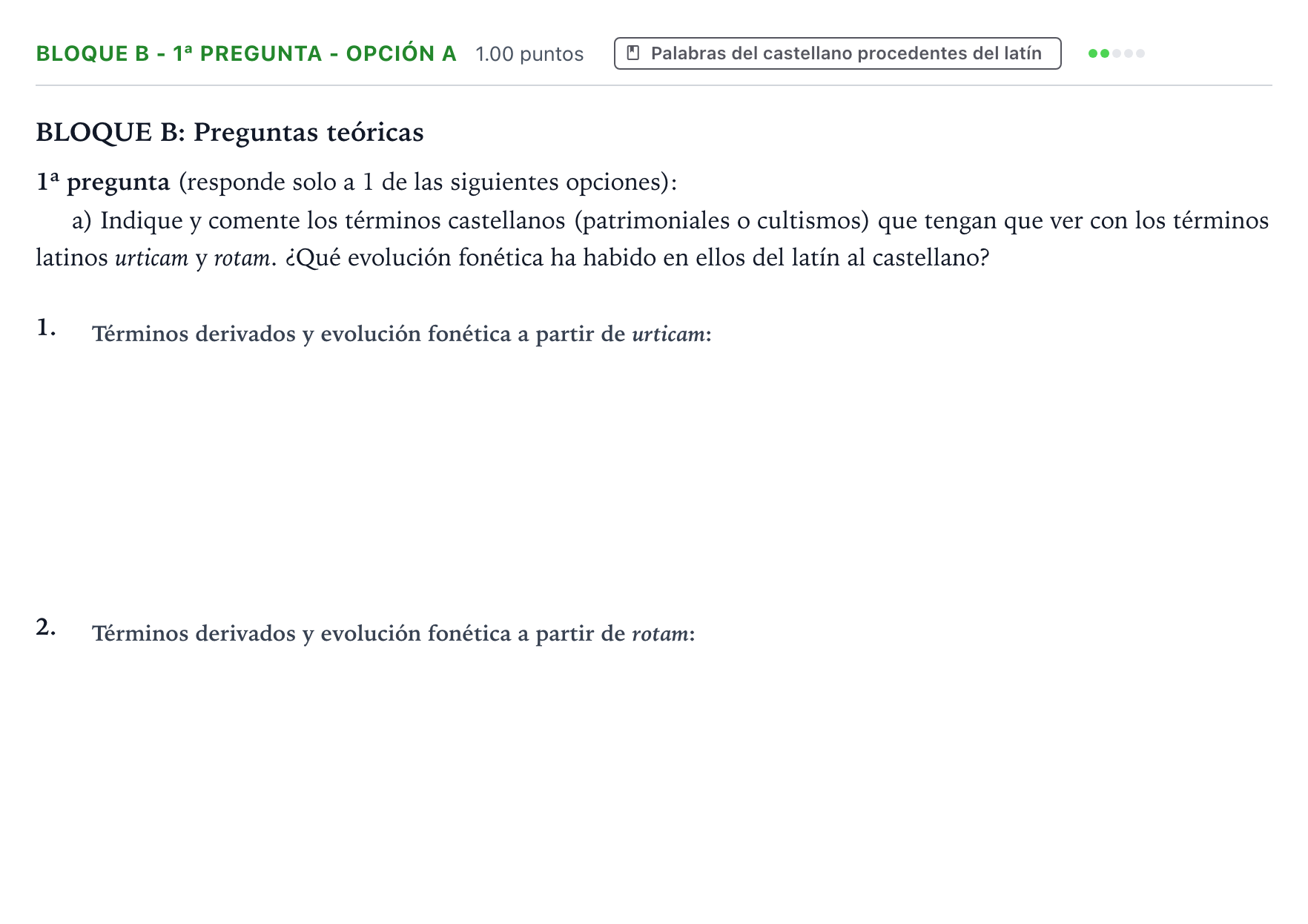 Enunciado: Bloque B - 1ª pregunta - Opción a · Latín II PAU País Vasco Extraordinaria 2022