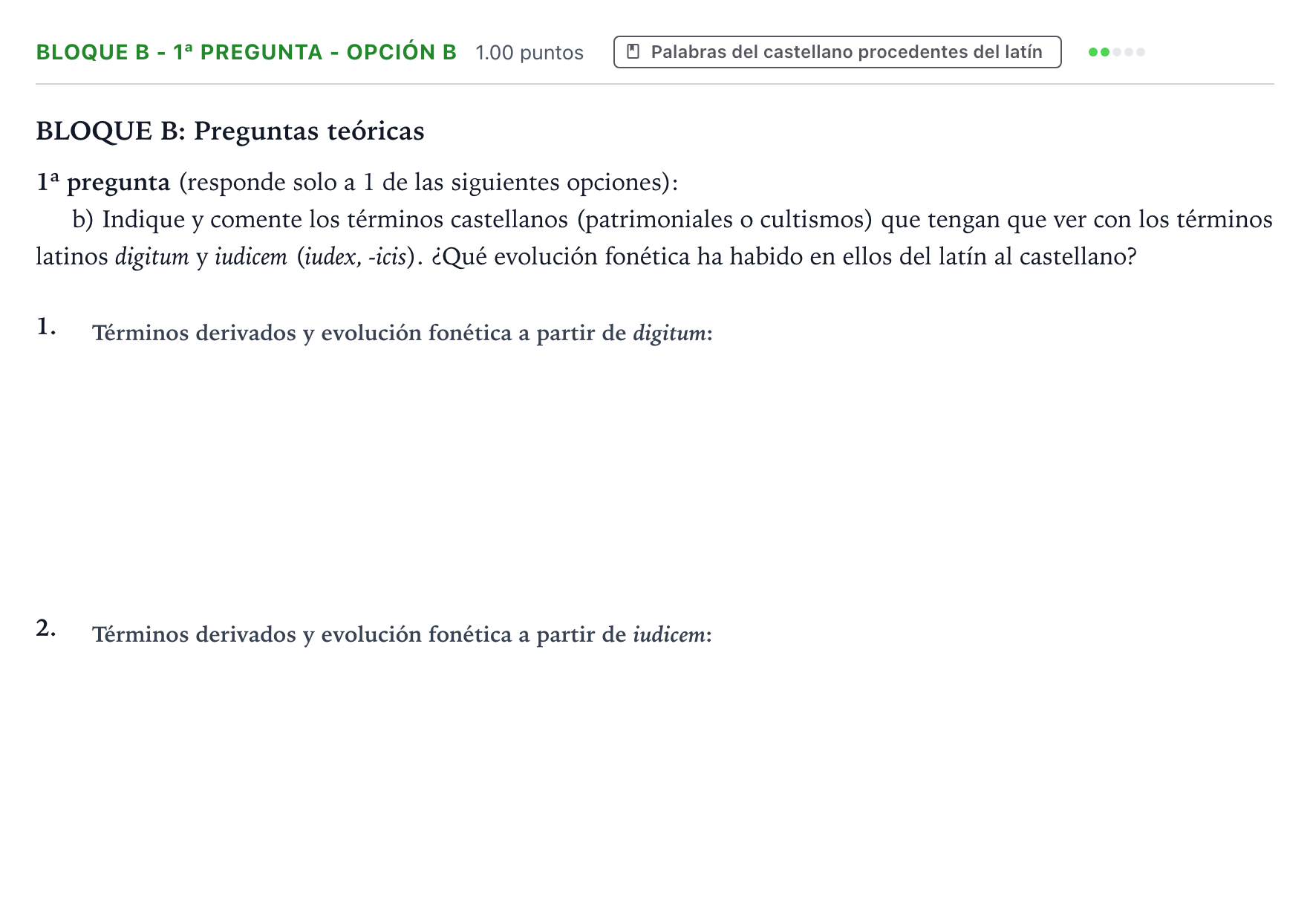Enunciado: Bloque B - 1ª pregunta - Opción b · Latín II PAU País Vasco Extraordinaria 2022