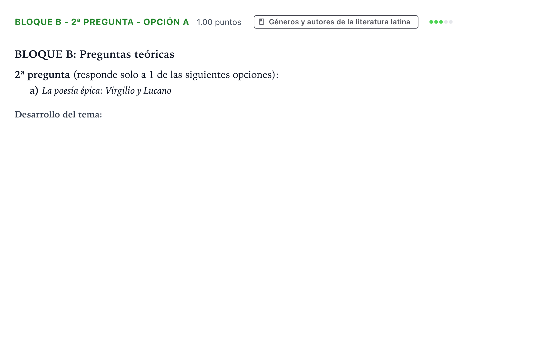 Enunciado: Bloque B - 2ª pregunta - Opción a · Latín II PAU País Vasco Extraordinaria 2022