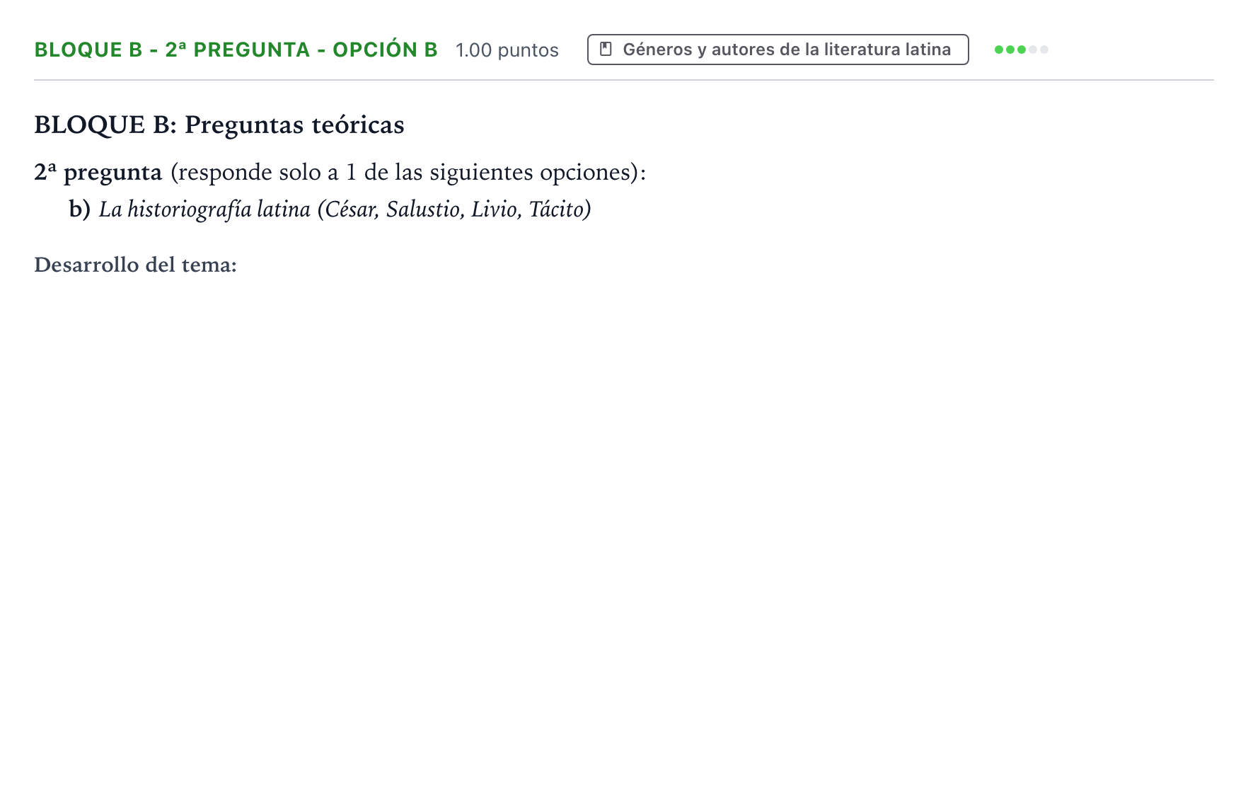 Enunciado: Bloque B - 2ª pregunta - Opción b · Latín II PAU País Vasco Extraordinaria 2022