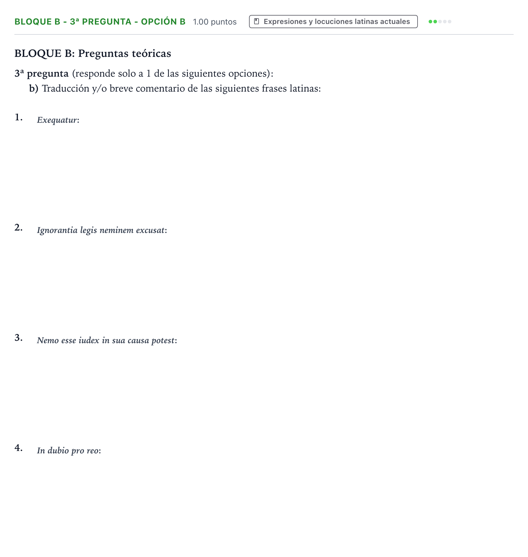 Enunciado: Bloque B - 3ª pregunta - Opción b · Latín II PAU País Vasco Extraordinaria 2022