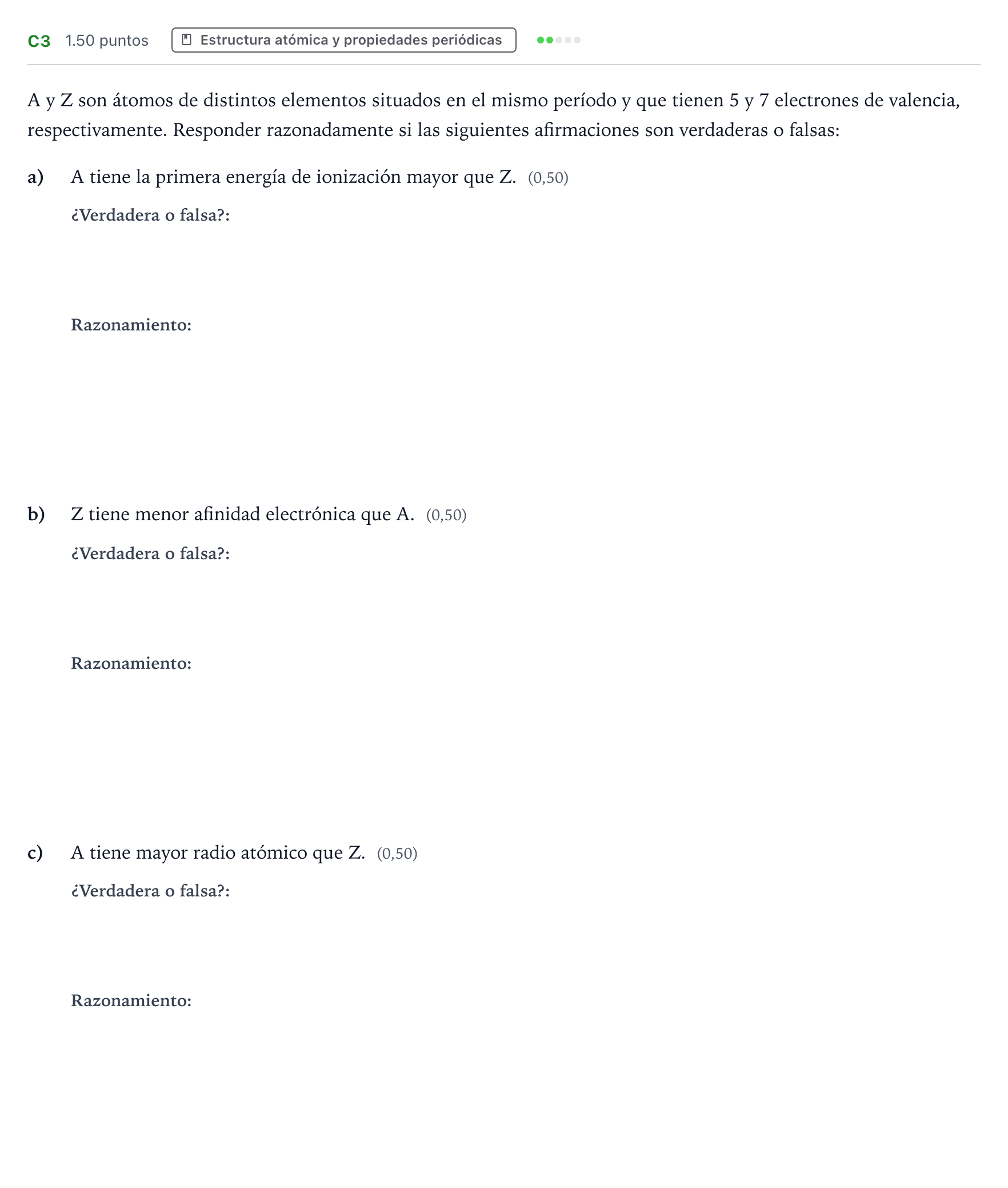 Enunciado: Ejercicio C3 · Química PAU País Vasco Extraordinaria 2022