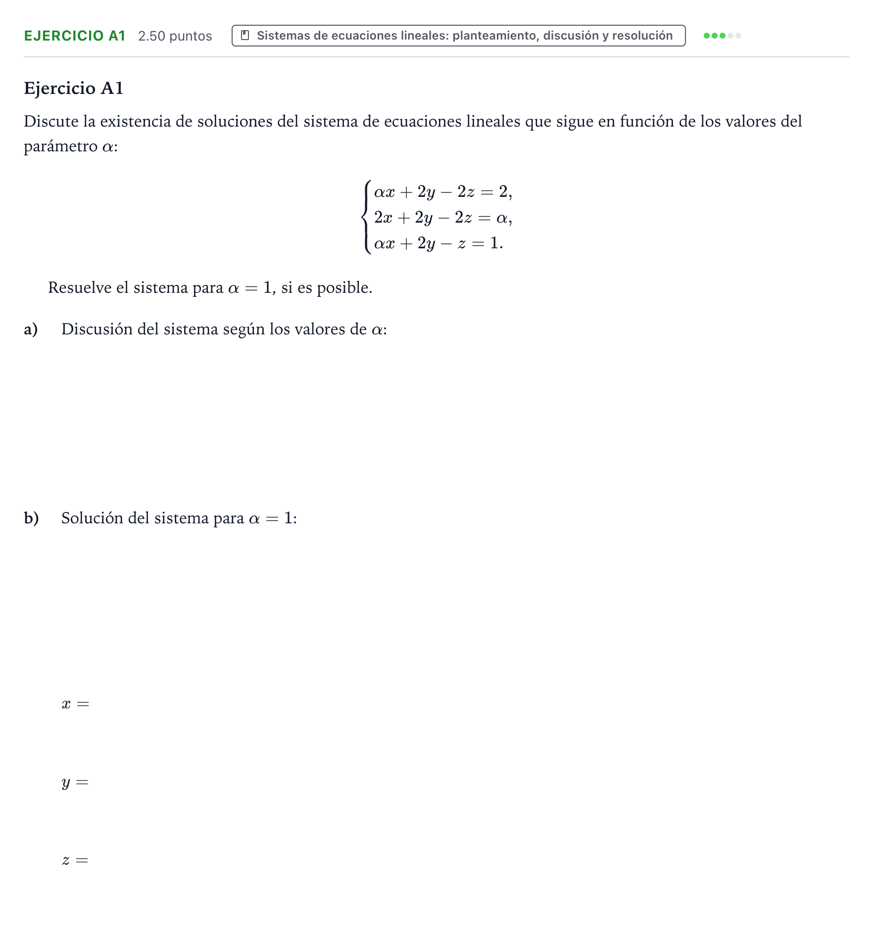 Enunciado: Ejercicio A1 · Matemáticas II PAU País Vasco Extraordinaria 2022