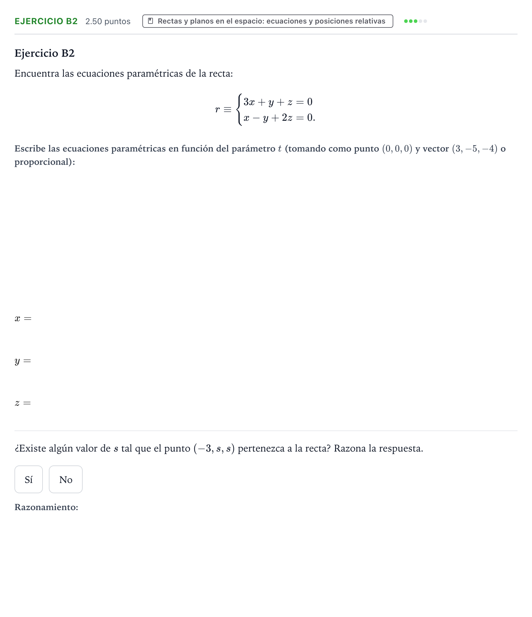 Enunciado: Ejercicio B2 · Matemáticas II PAU País Vasco Extraordinaria 2022