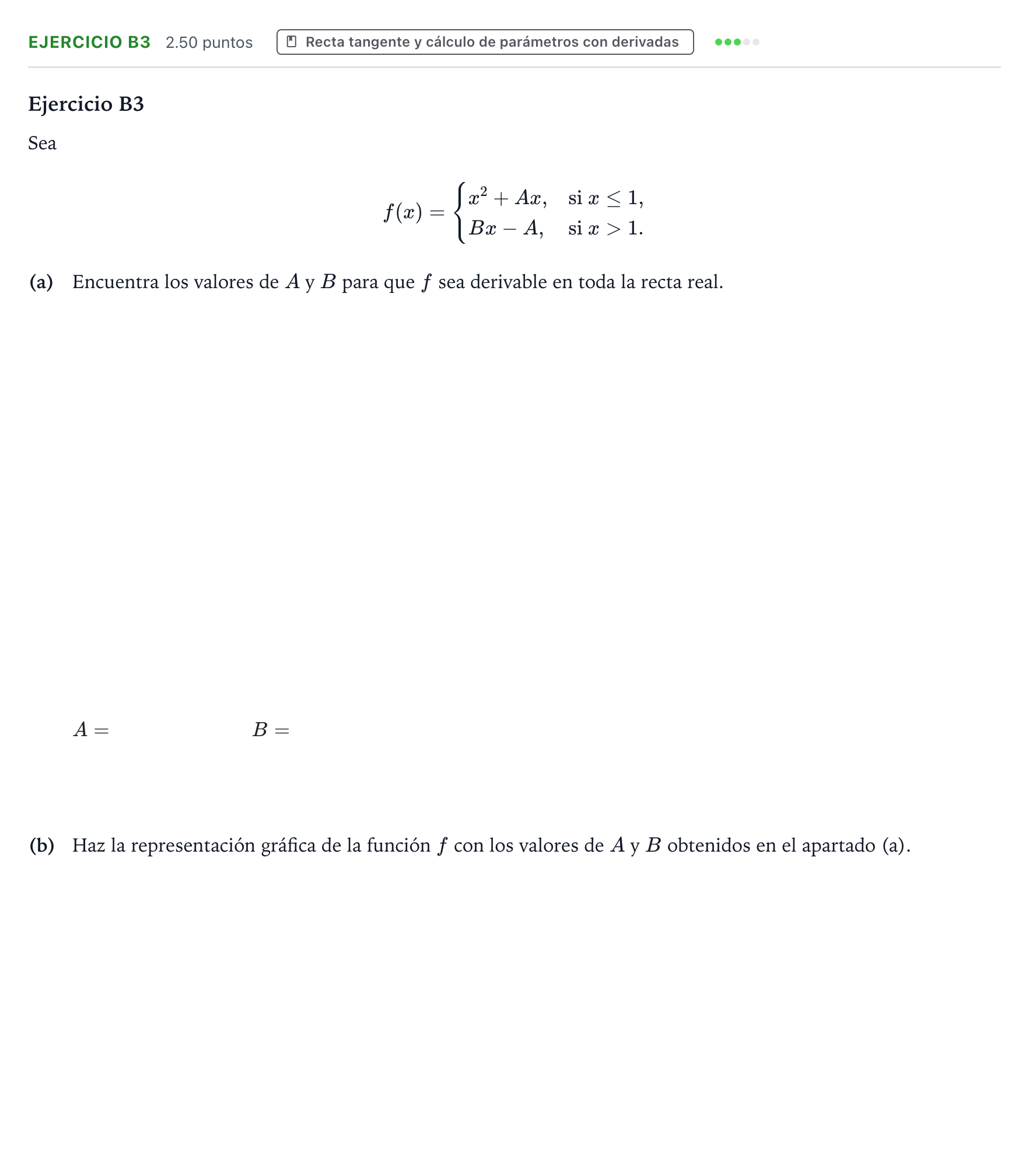 Enunciado: Ejercicio B3 · Matemáticas II PAU País Vasco Extraordinaria 2022