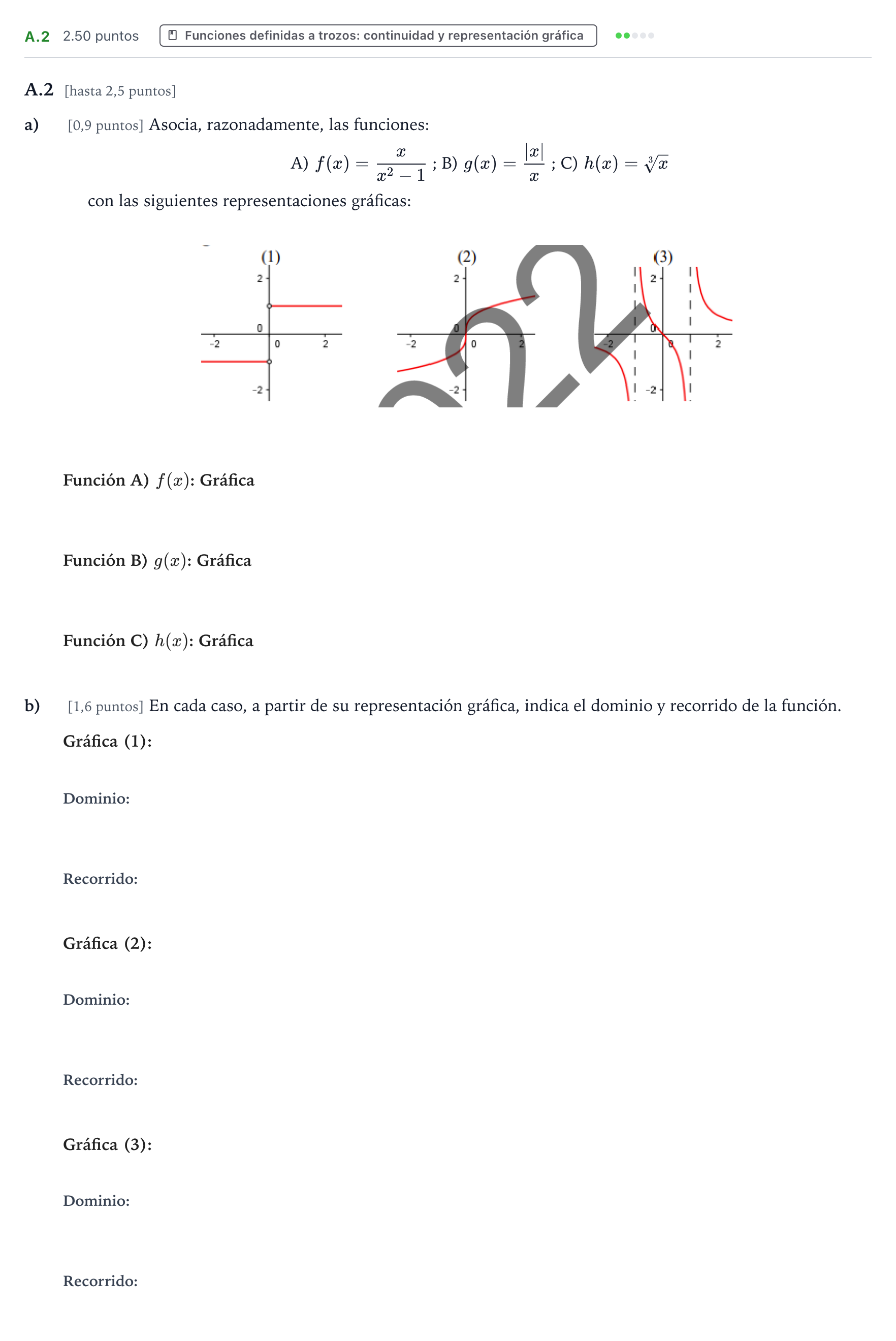 Enunciado: Ejercicio A.2 · Matemáticas aplicadas a las Ciencias Sociales II PAU País Vasco Extraordinaria 2022