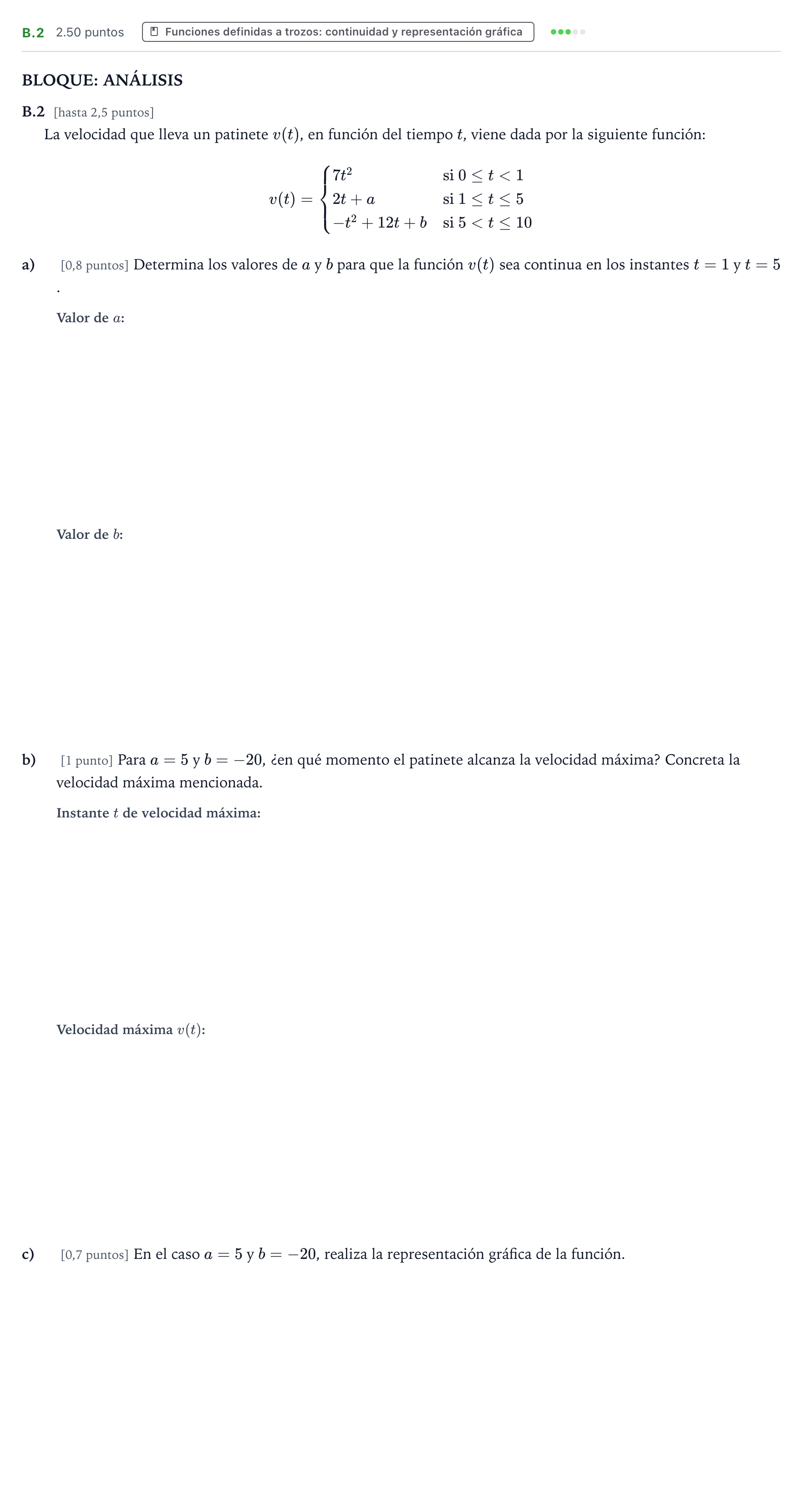 Enunciado: Ejercicio B.2 · Matemáticas aplicadas a las Ciencias Sociales II PAU País Vasco Extraordinaria 2022