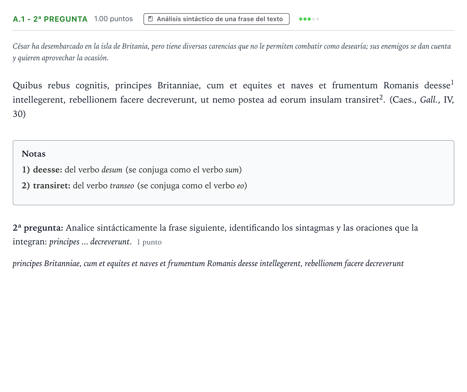 Enunciado: Ejercicio A.1 - 2ª pregunta · Latín II PAU País Vasco Ordinaria 2022