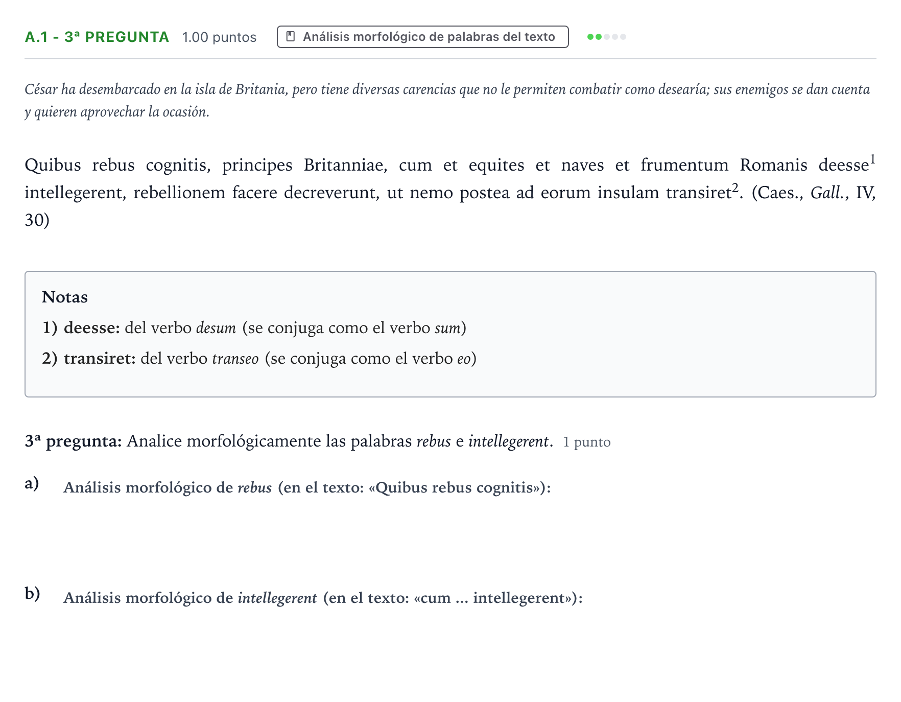 Enunciado: Ejercicio A.1 - 3ª pregunta · Latín II PAU País Vasco Ordinaria 2022