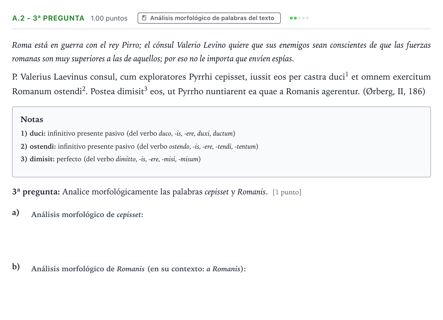 Enunciado: Ejercicio A.2 - 3ª pregunta · Latín II PAU País Vasco Ordinaria 2022