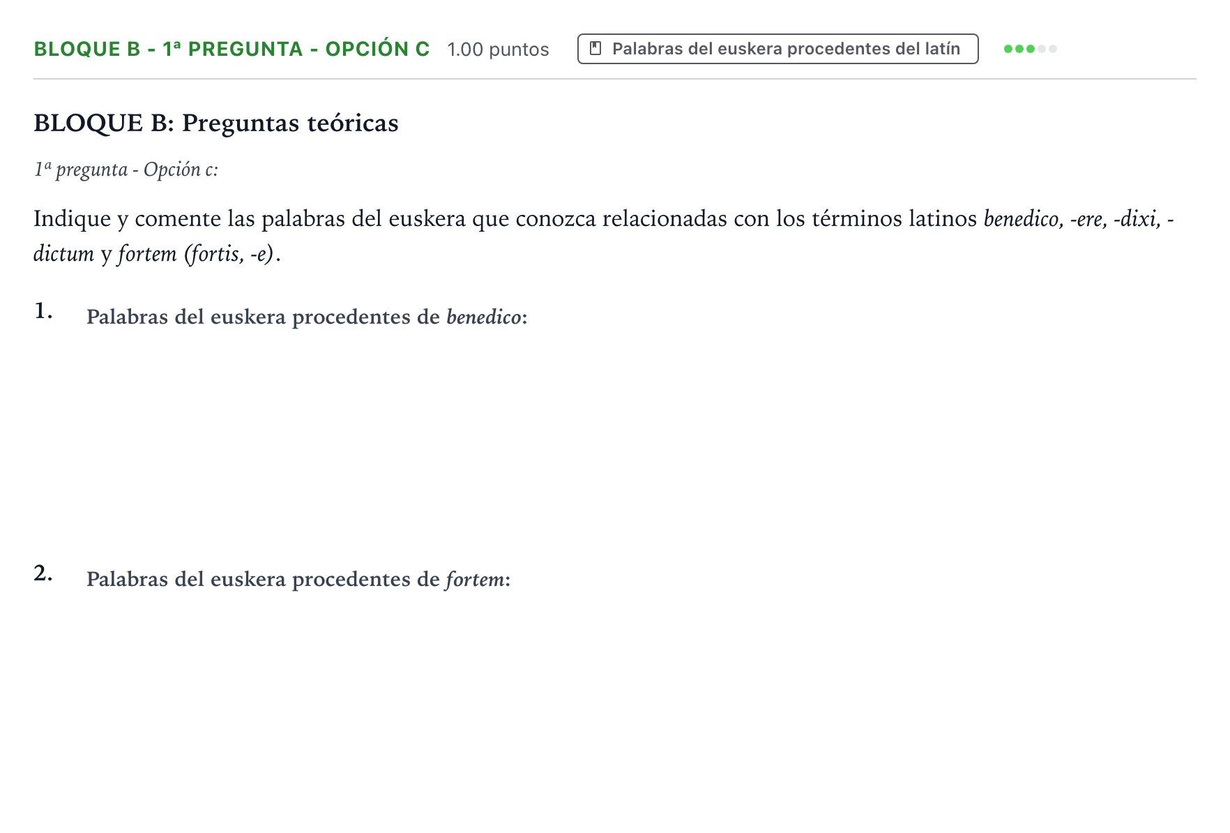Enunciado: Bloque B - 1ª pregunta - Opción c · Latín II PAU País Vasco Ordinaria 2022