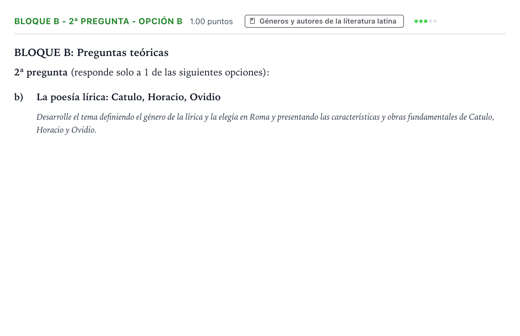 Enunciado: Bloque B - 2ª pregunta - Opción b · Latín II PAU País Vasco Ordinaria 2022