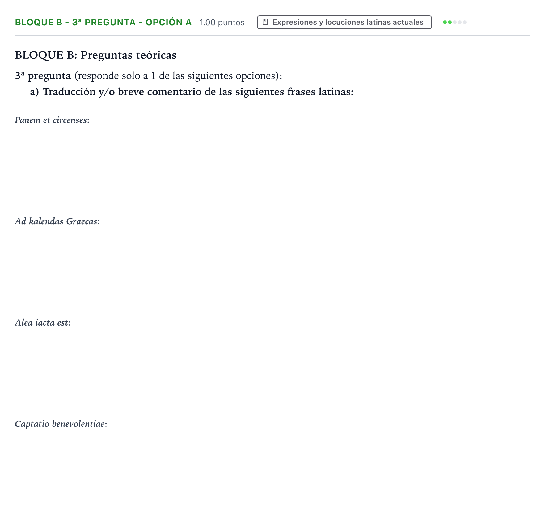 Enunciado: Bloque B - 3ª pregunta - Opción a · Latín II PAU País Vasco Ordinaria 2022
